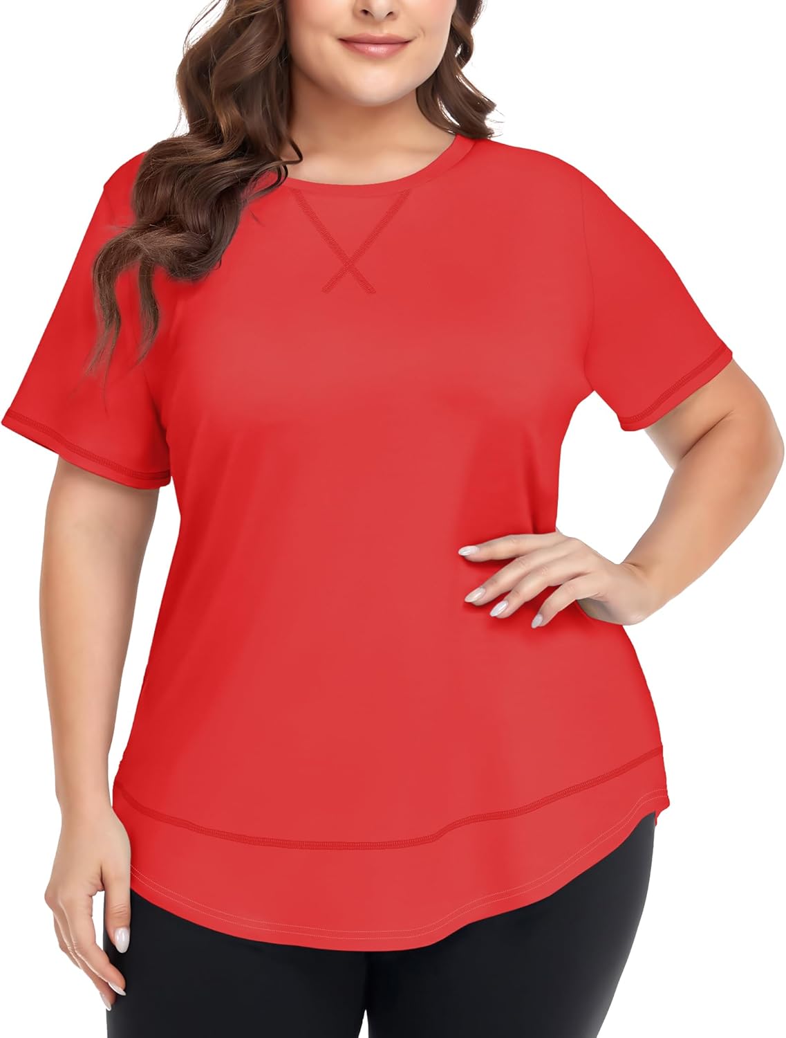COOTRY Plus Size Workout Tops for Women Short Sleeve Loose fit Shirts Athletic Gym Yoga Clothing COOTRY Plus Size Workout Tops for Women Short Sleeve Loose fit Shirts Athletic Gym Yoga Clothing