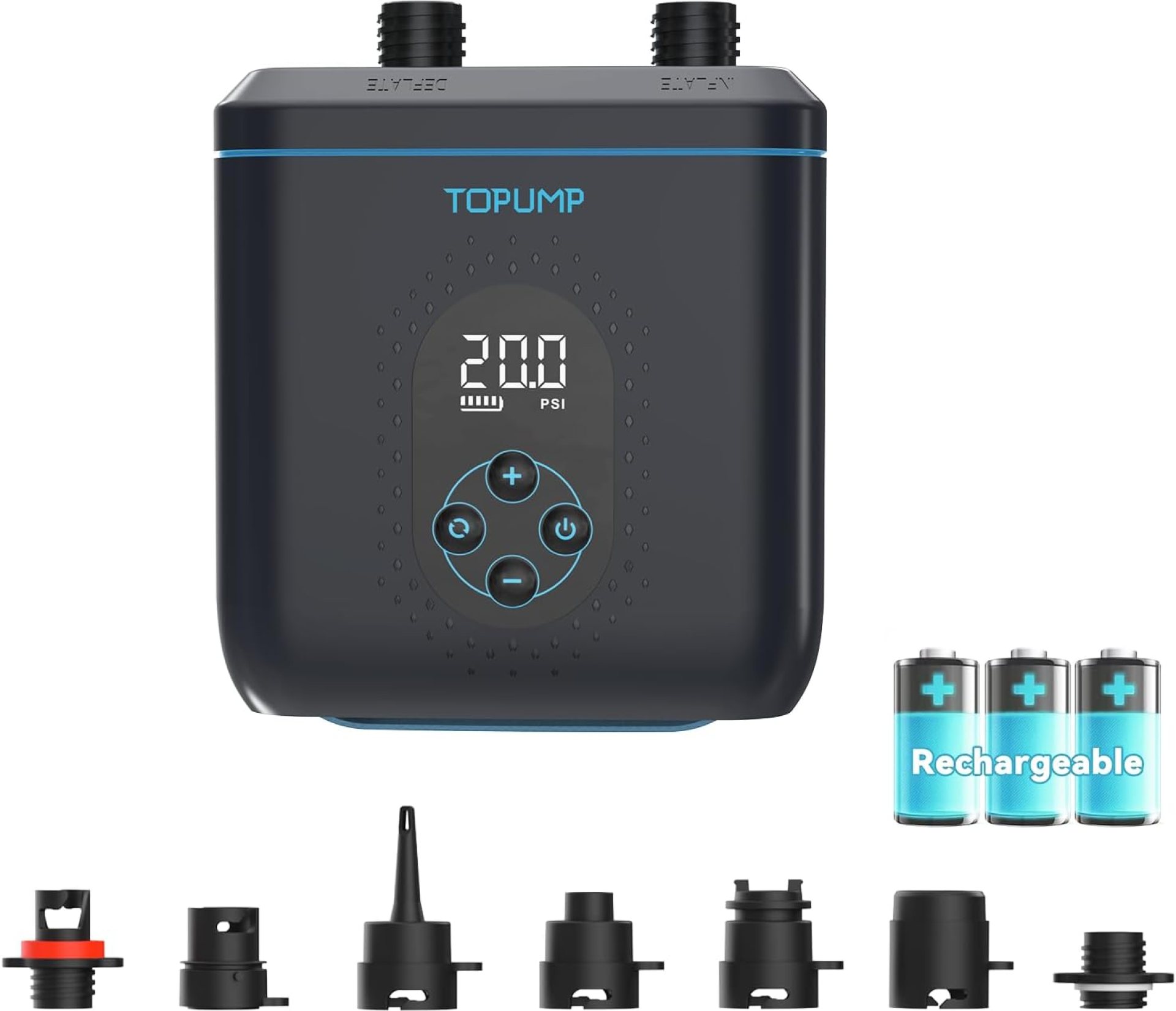 Paddle Board Electric Pump TPS260-20PSI Portable Rechargeable SUP Air Pump, Dual Stage Inflation & Deflation, Auto-Off, 12V DC Car Connector for Stand Up Paddle Boards, Boats, Kayaks and Tent Paddle Board Electric Pump TPS260-20PSI Portable Rechargeable SUP Air Pump, Dual Stage Inflation & Deflation, Auto-Off, 12V DC Car Connector for Stand Up Paddle Boards, Boats, Kayaks and Tent