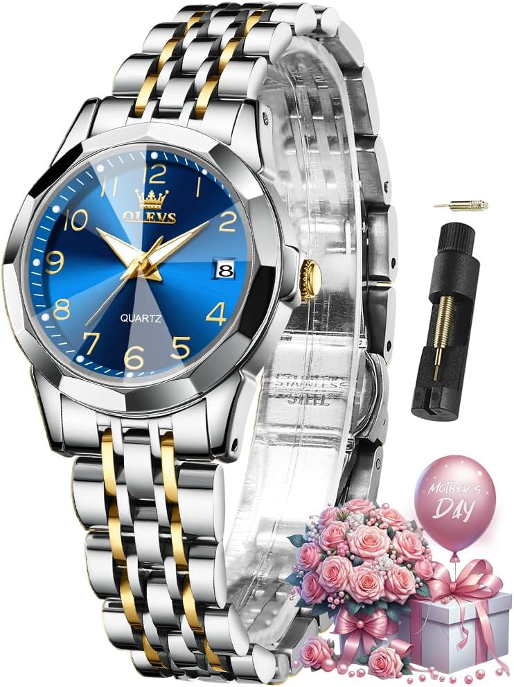 OLEVS Watches for Women Diamond with Date Luxury Leather Female Waterproof Women Wrist Watch Analog Dress Stainless Steel Ladies Watch Luminous Calendar Women Watch Green/Silver/Red Dial OLEVS Watches for Women Diamond with Date Luxury Leather Female Waterproof Women Wrist Watch Analog Dress Stainless Steel Ladies Watch Luminous Calendar Women Watch Green/Silver/Red Dial