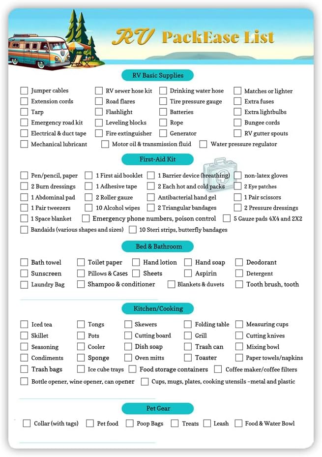 RV Equipment Checklist Packing List – Erasable Reusable Laminated & Double Sided | A4 Size 8.27″ X 11.69″ | RV Equipment Checklist Packing List – Erasable Reusable Laminated & Double Sided | A4 Size 8.27″ X 11.69″ |