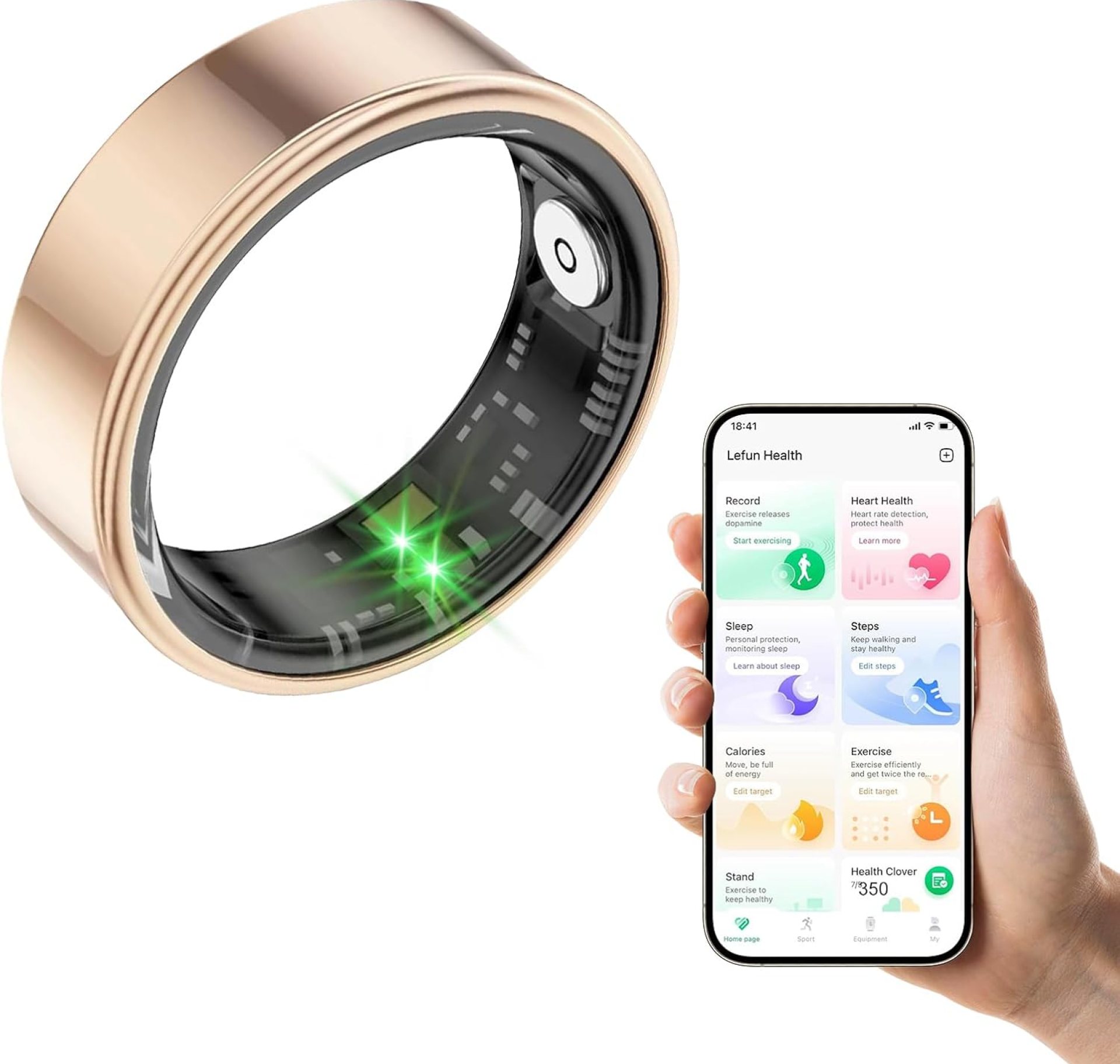 Smart Ring, Health and Fitness Tracker with Heart Rate, Blood Oxygen, Blood Pressure, Sleep Monitoring, IP68 Waterproof, Rose Gold Smart Ring, Health and Fitness Tracker with Heart Rate, Blood Oxygen, Blood Pressure, Sleep Monitoring, IP68 Waterproof, Rose Gold