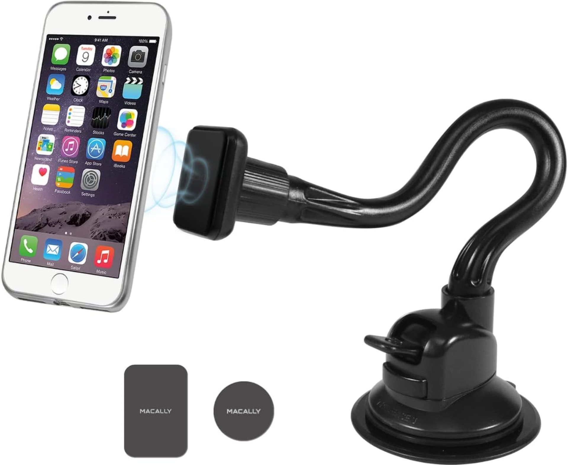 Macally Magnetic Phone Holder for Car – Windshield Suction Cup Phone Mount – 12″ Long Gooseneck Arm and Super Strong Magnet for Cellphone, iPhone, Smartphone Macally Magnetic Phone Holder for Car – Windshield Suction Cup Phone Mount – 12″ Long Gooseneck Arm and Super Strong Magnet for Cellphone, iPhone, Smartphone