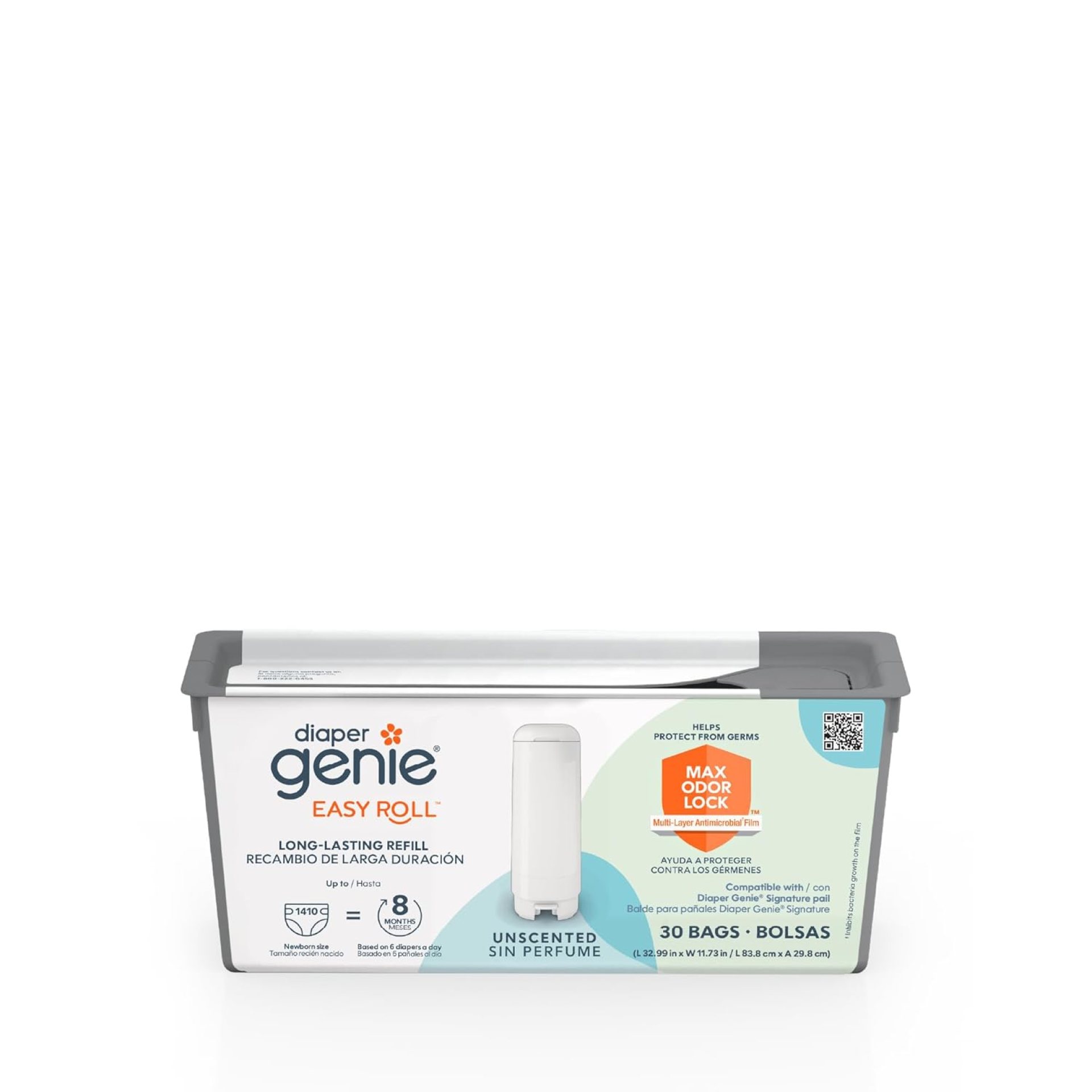 Diaper Genie Easy Roll Refill | 30 Bags Per Refill | Holds Up to 1410 Newborn Diapers | Odor Control | Diaper Pail Refill Bags | Fits Diaper Genie Signature & Platinum Pails Diaper Genie Easy Roll Refill | 30 Bags Per Refill | Holds Up to 1410 Newborn Diapers | Odor Control | Diaper Pail Refill Bags | Fits Diaper Genie Signature & Platinum Pails