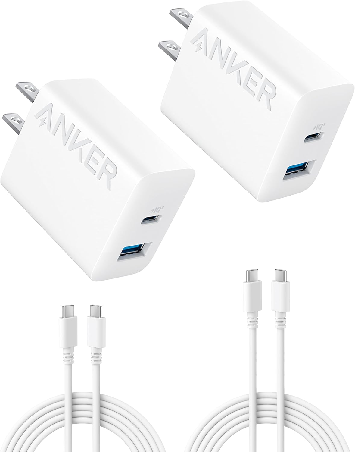 Anker iPhone 16 Charger, 2-Pack 20W Fast USB C Charger Block, for iPhone 16/16 Pro Max/15 Series/iPad Pro and More (White, 2 Pack & 2 Cable) Anker iPhone 16 Charger, 2-Pack 20W Fast USB C Charger Block, for iPhone 16/16 Pro Max/15 Series/iPad Pro and More (White, 2 Pack & 2 Cable)