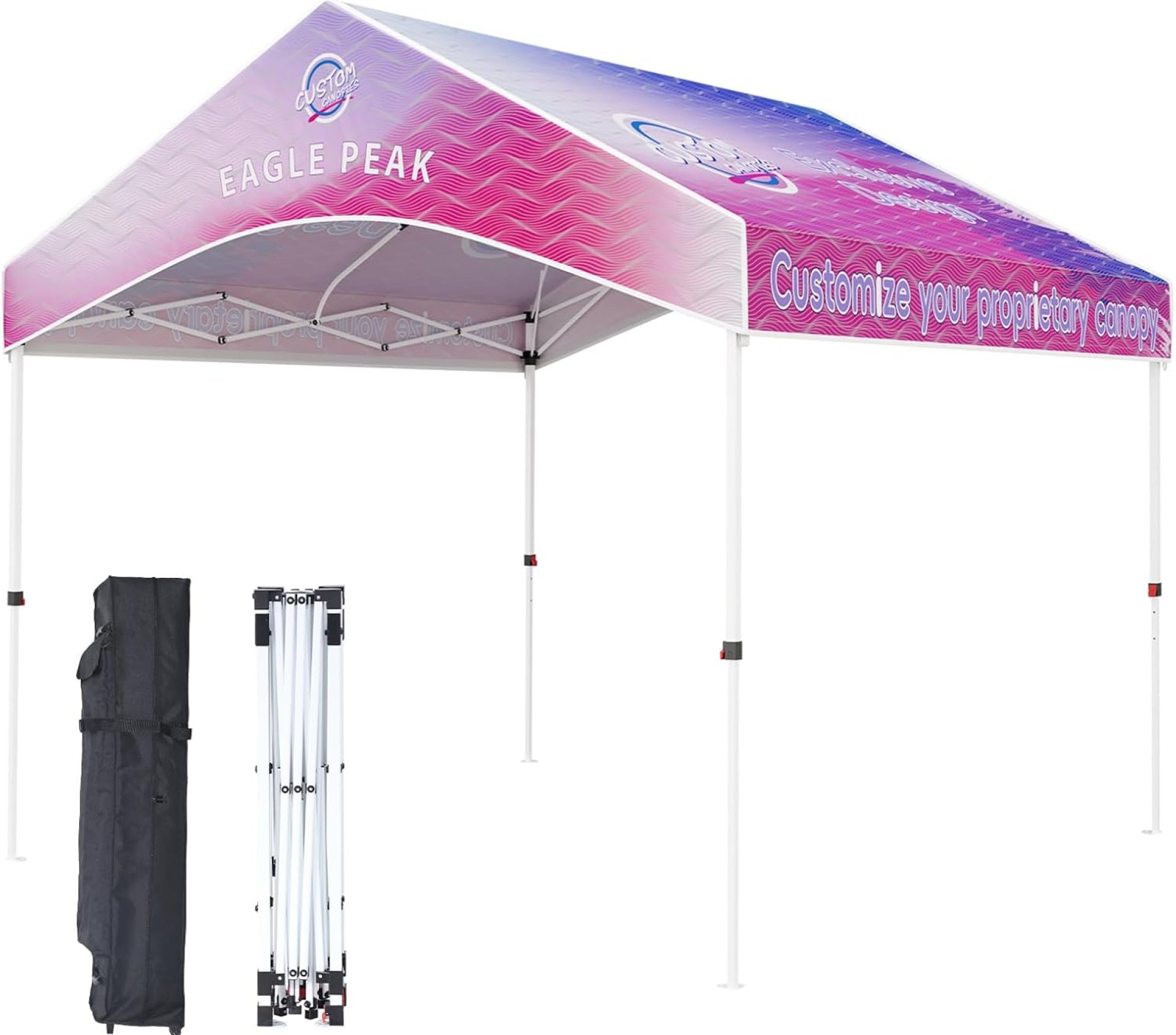 EAGLE PEAK 10×10 Alps Custom Commercial Canopy with Gable Roof, Pop Up Custom Canopy Tent with Logo, Vendor Branded with Logo for Events, Markets, and Tradeshows EAGLE PEAK 10×10 Alps Custom Commercial Canopy with Gable Roof, Pop Up Custom Canopy Tent with Logo, Vendor Branded with Logo for Events, Markets, and Tradeshows