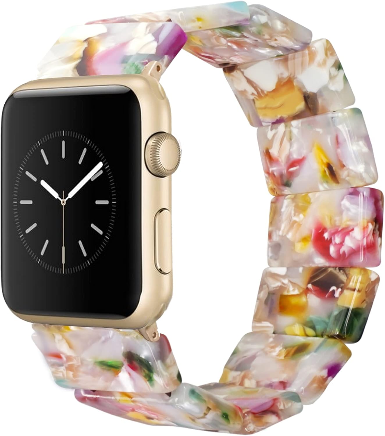 Heesch Resin Fashion Watch Band Compatible with Apple Watch Series Ultra//10/9/8/7/SE/6/5/4, Tortoise Elastic Watch Band Bracelet Jewelry Wristband Women Girl for iWatch, 38/40/41/42mm, 42/44/45/46/49 Heesch Resin Fashion Watch Band Compatible with Apple Watch Series Ultra//10/9/8/7/SE/6/5/4, Tortoise Elastic Watch Band Bracelet Jewelry Wristband Women Girl for iWatch, 38/40/41/42mm, 42/44/45/46/49