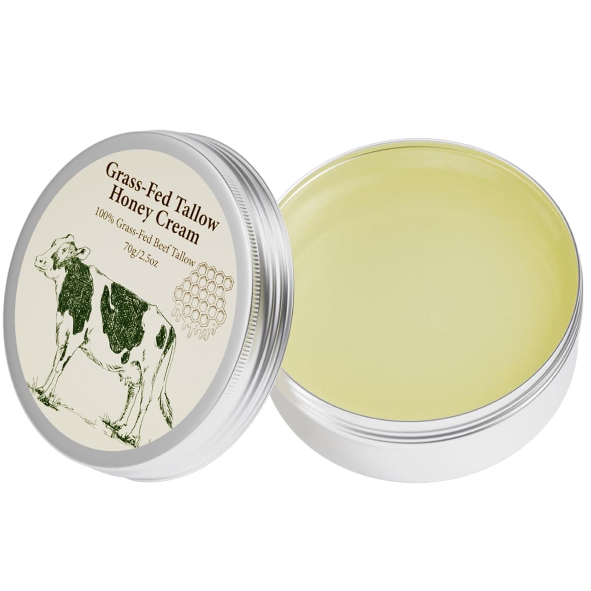Beef Tallow, Beef Tallow for Skin, Tallow and honey balm, Face and Body Moisturizer, Honey-Flavoured Grass Fed Tallow Face Cream Moisturizer Balm, Honey Cream Skin Care for All Skin, 70 Gram Beef Tallow, Beef Tallow for Skin, Tallow and honey balm, Face and Body Moisturizer, Honey-Flavoured Grass Fed Tallow Face Cream Moisturizer Balm, Honey Cream Skin Care for All Skin, 70 Gram
