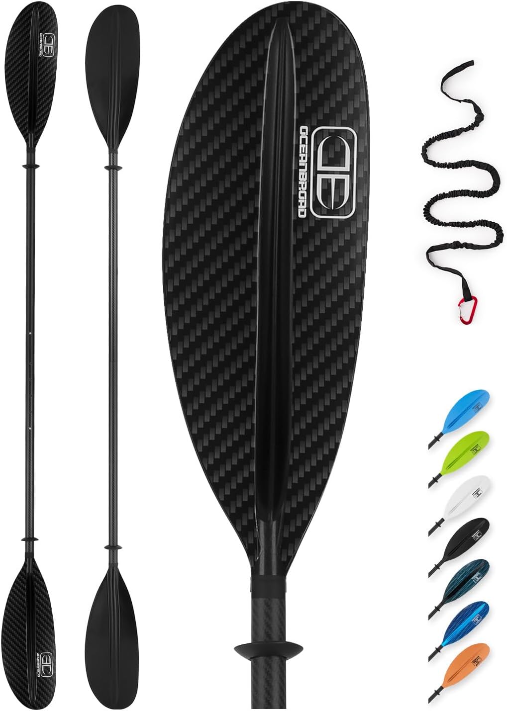 OCEANBROAD Adjustable Carbon Fiber Kayak Paddle 86in/220cm to 94in/240cm Kayaking Oar for Adults with Paddle Leash 1 Paddle OCEANBROAD Adjustable Carbon Fiber Kayak Paddle 86in/220cm to 94in/240cm Kayaking Oar for Adults with Paddle Leash 1 Paddle