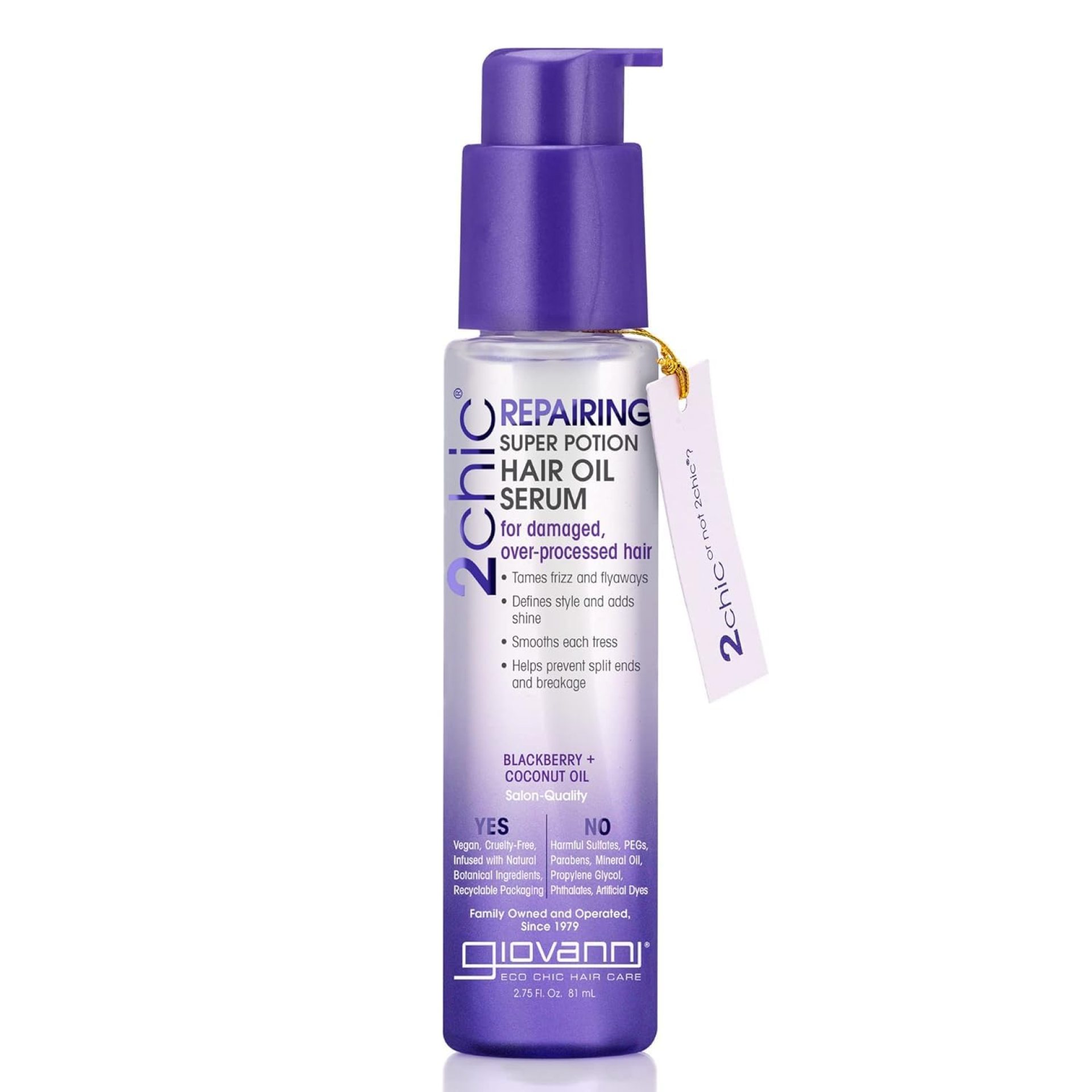 GIOVANNI 2chic Repairing Super Potion Hair Oil Serum – Blackberry & Coconut Milk, Restoring Leave In Treatment for Dry Damaged Color Treated Hair, Paraben Free, Color Safe – 2.75 fl oz GIOVANNI 2chic Repairing Super Potion Hair Oil Serum – Blackberry & Coconut Milk, Restoring Leave In Treatment for Dry Damaged Color Treated Hair, Paraben Free, Color Safe – 2.75 fl oz