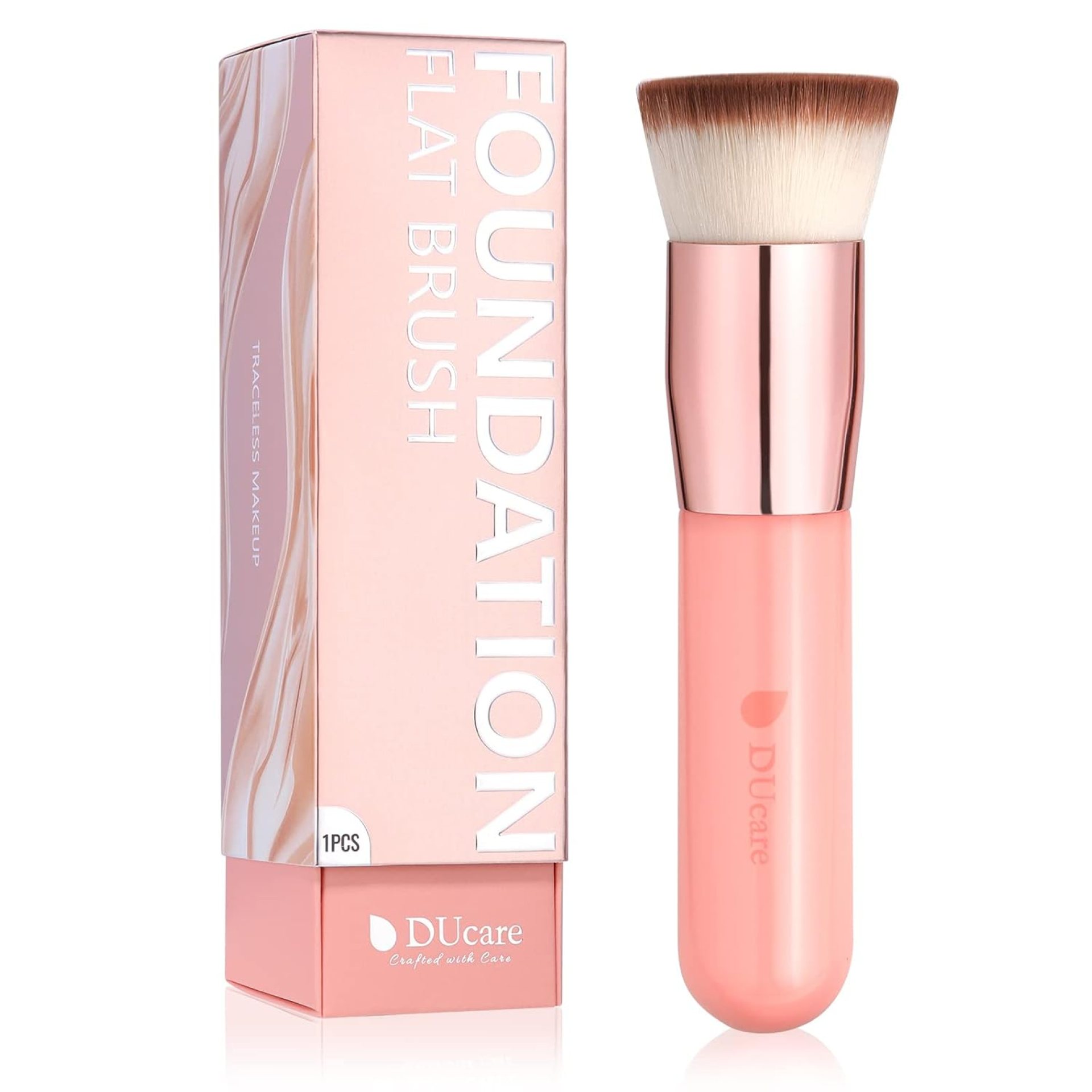 DUcare Foundation Brush for Liquid Makeup, Self Tanner Brush Flat Top Kabuki Professional Makeup Brushes Blending Mineral Powder Buffing Stippling Makeup Tools, Pink DUcare Foundation Brush for Liquid Makeup, Self Tanner Brush Flat Top Kabuki Professional Makeup Brushes Blending Mineral Powder Buffing Stippling Makeup Tools, Pink