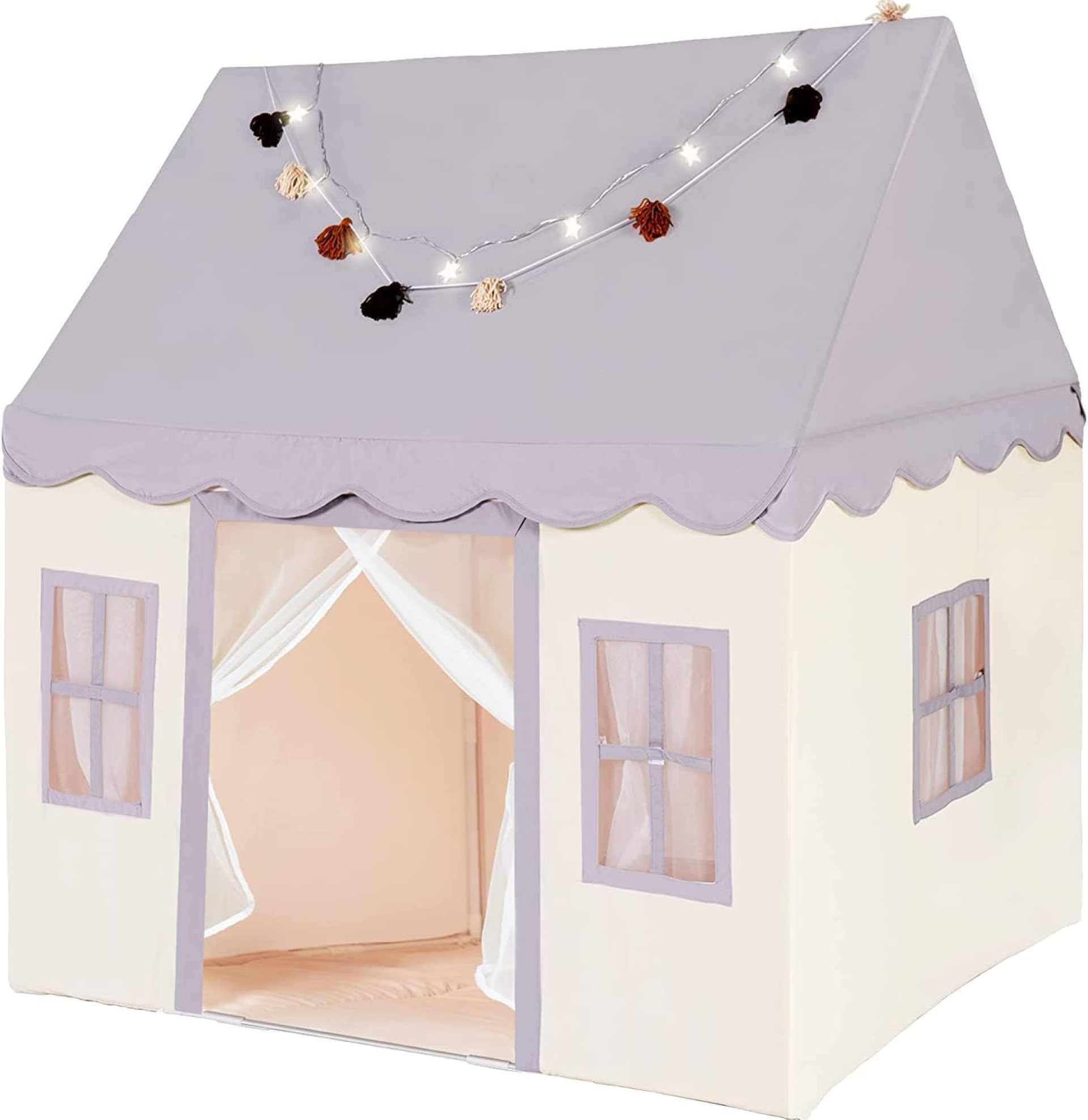 Large Kids Tent with mat, Star Lights, Tissue Garland, Play Tent Indoor & Outdoor, Kids Play Tent for Girl & Boy Aged 3+, Kids Tent for Toddler, 52″ x35″ x 52″ Play House with Windows, Washable, Grey Large Kids Tent with mat, Star Lights, Tissue Garland, Play Tent Indoor & Outdoor, Kids Play Tent for Girl & Boy Aged 3+, Kids Tent for Toddler, 52″ x35″ x 52″ Play House with Windows, Washable, Grey