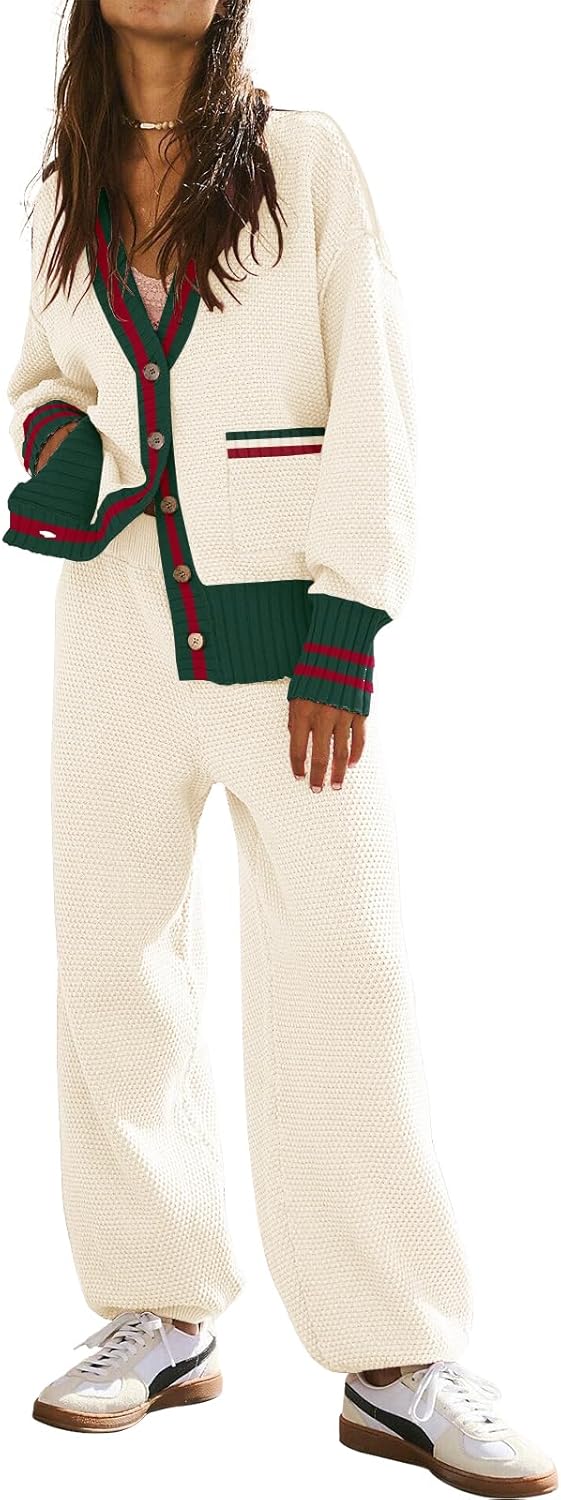 ETCYY NEW Women’s 2 Piece Outfit Lounge Set Trendy Cardigan Sweater Pants Sets V Neck Button Pocket Knit Matching Loungewear ETCYY NEW Women’s 2 Piece Outfit Lounge Set Trendy Cardigan Sweater Pants Sets V Neck Button Pocket Knit Matching Loungewear