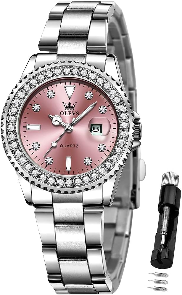 OLEVS Ladies Watch Diamond Dress Quartz Analog Female Watches Stainless Steel Two Tone Waterproof Luminous Day Date for Womens Wrist Watch Gift OLEVS Ladies Watch Diamond Dress Quartz Analog Female Watches Stainless Steel Two Tone Waterproof Luminous Day Date for Womens Wrist Watch Gift