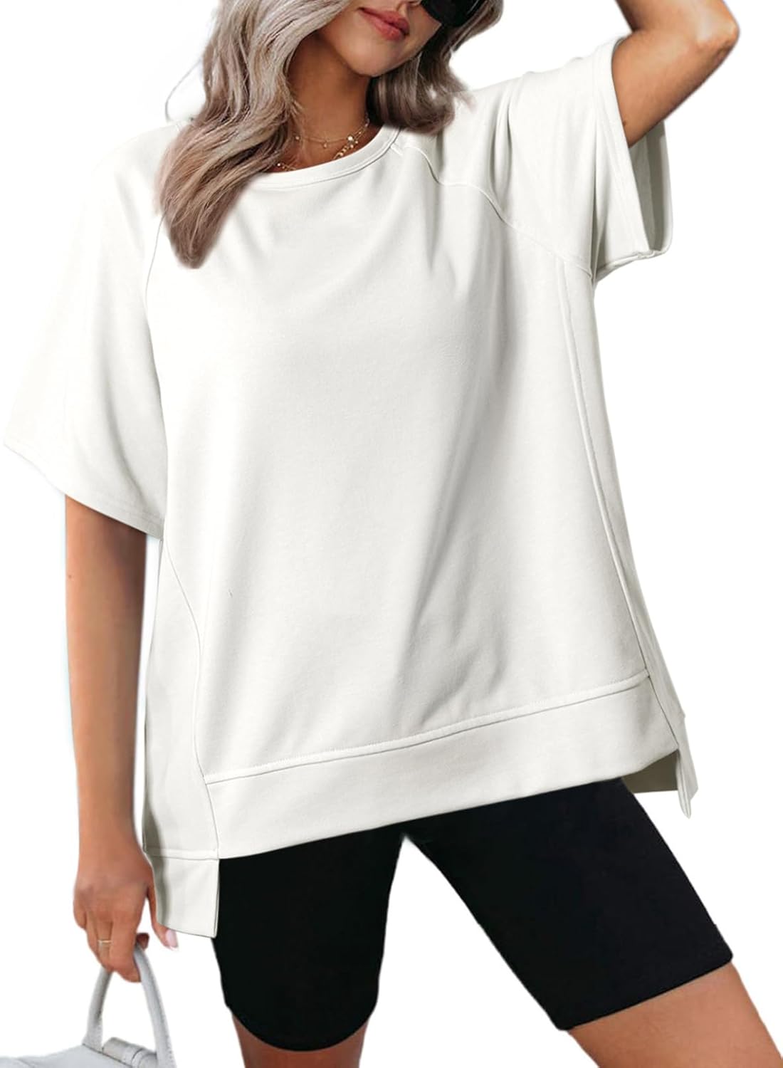 Dokotoo Oversized T Shirts for Women Crewneck Short Sleeve Casual Summer Tops Lightweight Loose High Low Blouse Dokotoo Oversized T Shirts for Women Crewneck Short Sleeve Casual Summer Tops Lightweight Loose High Low Blouse