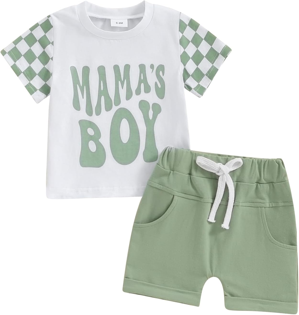 Toddler Boys Summer Outfits Mamas Boy Checkerboard Short Sleeve T-Shirts Tops and Elastic Waist Shorts Clothes Sets Toddler Boys Summer Outfits Mamas Boy Checkerboard Short Sleeve T-Shirts Tops and Elastic Waist Shorts Clothes Sets