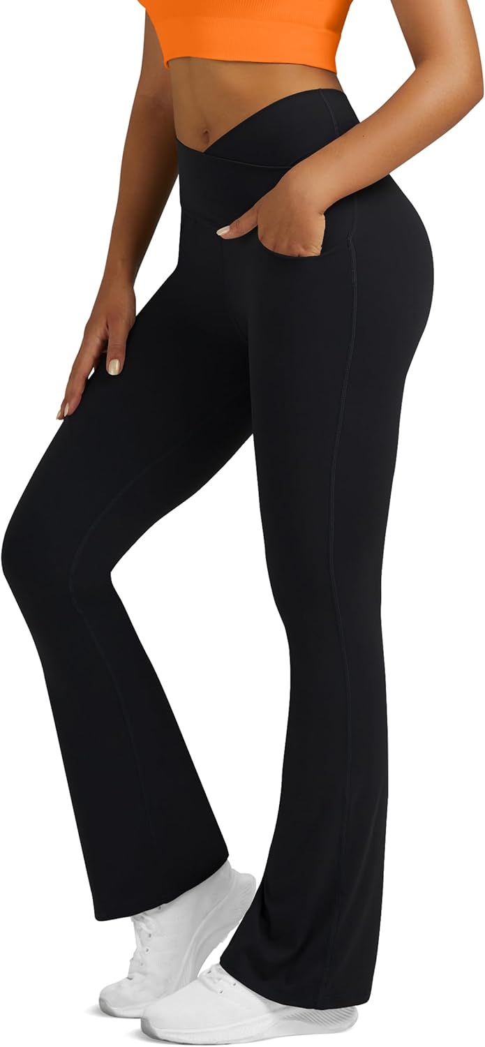 Flare Leggings for Women Yoga Pants with Pockets High Waisted Crossover Flare Leggings Bootcut Casual Yoga Pants Flare Leggings for Women Yoga Pants with Pockets High Waisted Crossover Flare Leggings Bootcut Casual Yoga Pants