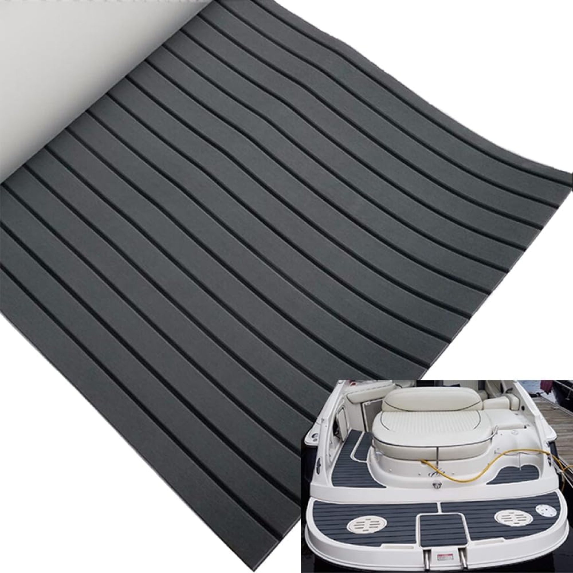 Boat Flooring EVA Foam Deck Sheet 94.5″× 35.4″ Faux Teak Deck Mat Non-Slip and Self-Adhesive Flooring Pad for Boats Yacht Swim Platform RV Floor Kayak Surfboard Golf Cart Boat Flooring EVA Foam Deck Sheet 94.5″× 35.4″ Faux Teak Deck Mat Non-Slip and Self-Adhesive Flooring Pad for Boats Yacht Swim Platform RV Floor Kayak Surfboard Golf Cart