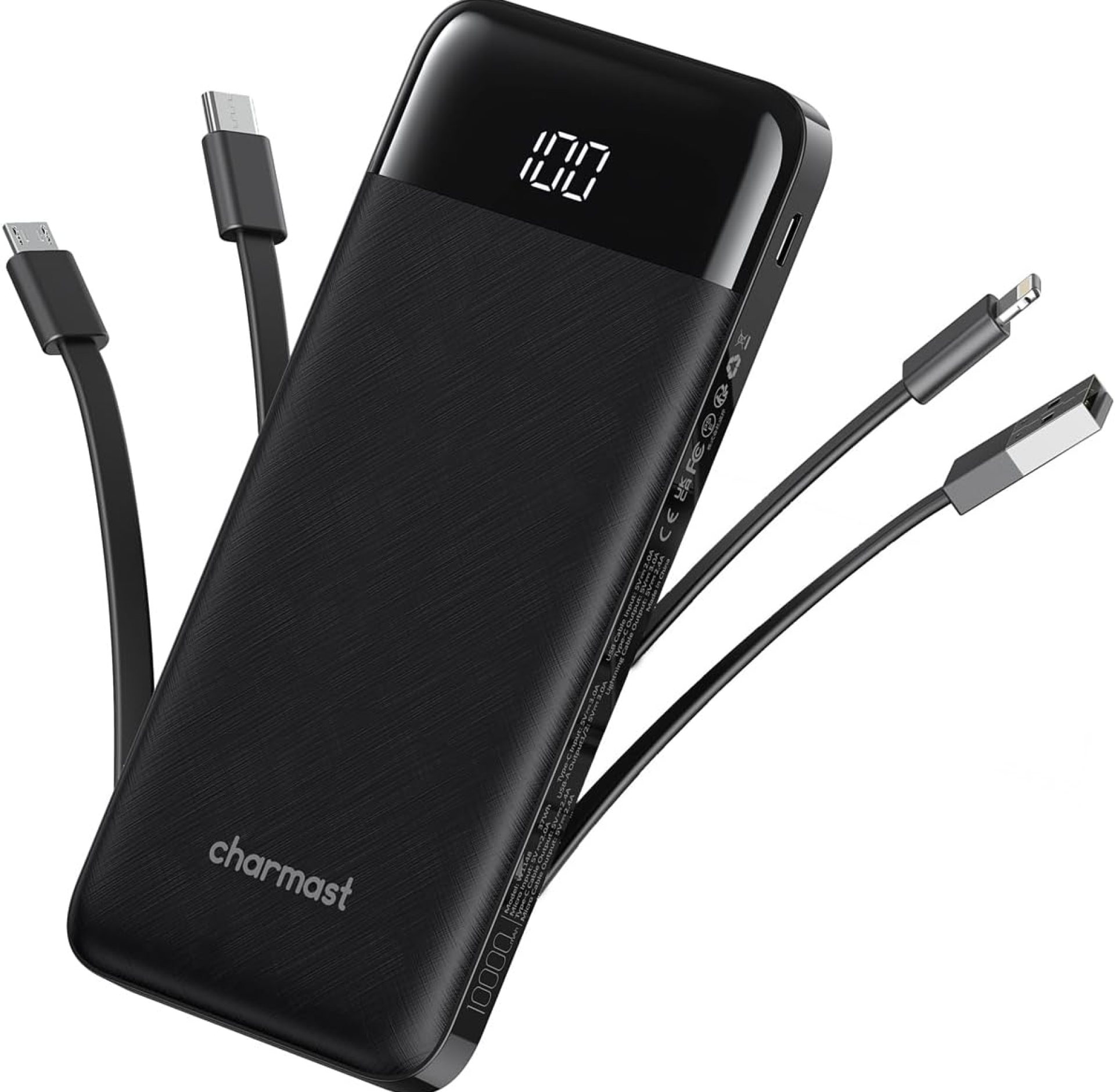 Portable Charger with Built in Cables, Portable Charger with Cords Wires Slim 10000mAh Travel Essentials Battery Pack 6 Outputs 3A High Speed Power Bank for iPhone Samsung Pixel LG Moto iPad Portable Charger with Built in Cables, Portable Charger with Cords Wires Slim 10000mAh Travel Essentials Battery Pack 6 Outputs 3A High Speed Power Bank for iPhone Samsung Pixel LG Moto iPad