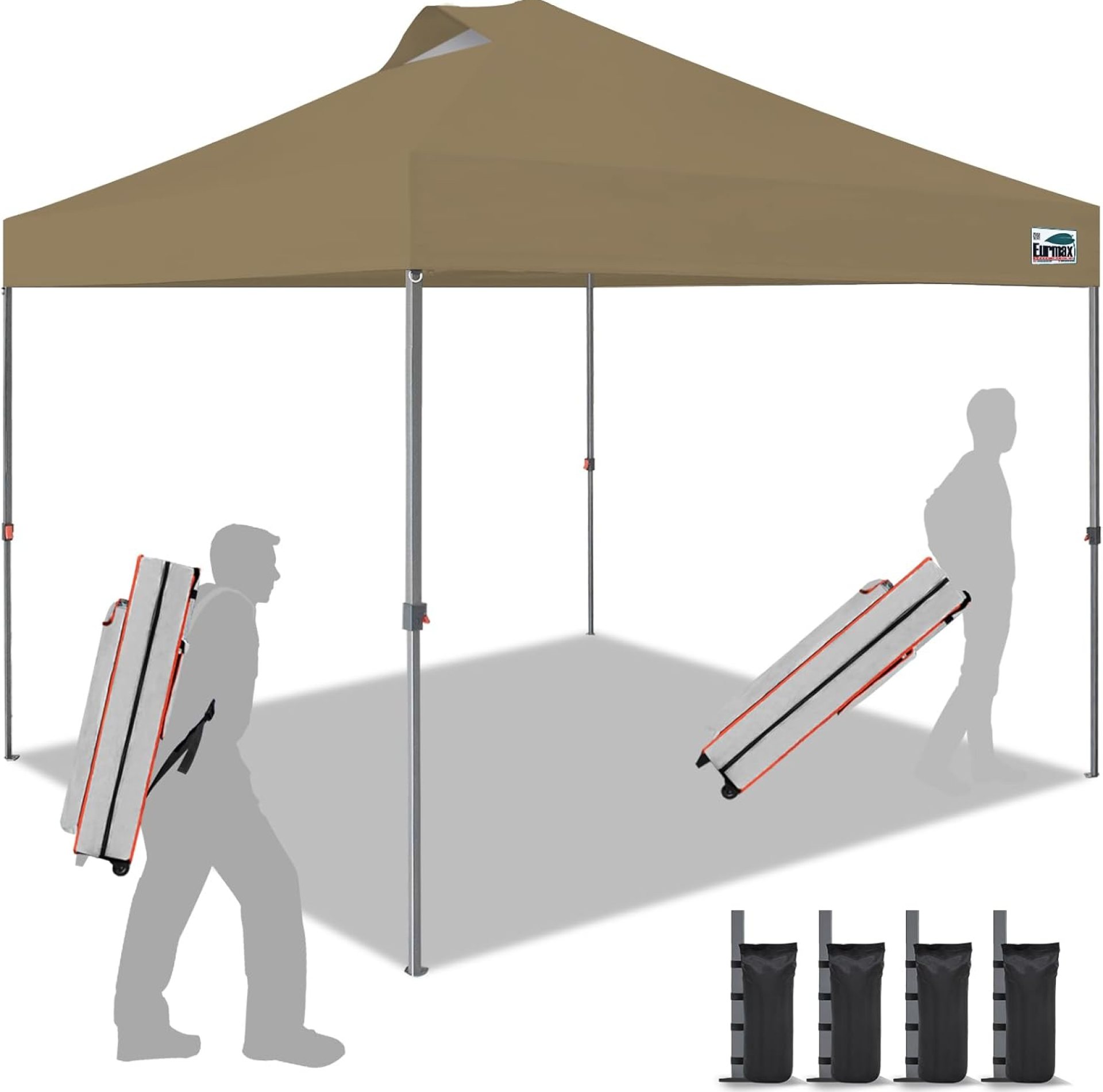 Eurmax USA NOMATTER ONE-Person Open&Close 10x10ft Pop Up Canopy Tent,Portable Shelter Canopy for Outdoor Events,Instant Canopies, Temporary Sunshade,Bonus 4 Sand Bags(Khaki) Eurmax USA NOMATTER ONE-Person Open&Close 10x10ft Pop Up Canopy Tent,Portable Shelter Canopy for Outdoor Events,Instant Canopies, Temporary Sunshade,Bonus 4 Sand Bags(Khaki)