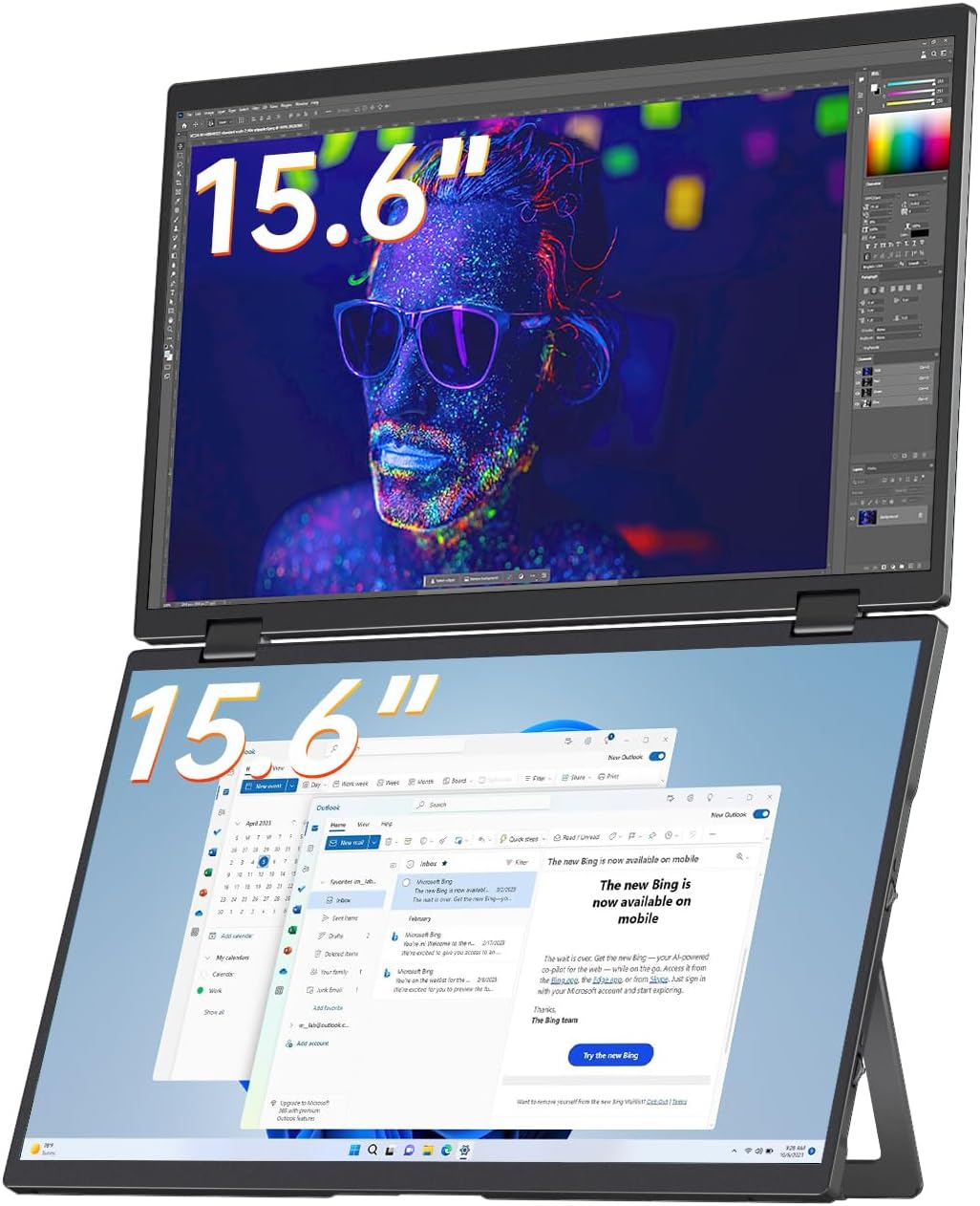 VisionOwl Stacked Portable Monitor 15.6inch Dual Screen Foldable Travel Display 1080P 120% sRGB ΔE VisionOwl Stacked Portable Monitor 15.6inch Dual Screen Foldable Travel Display 1080P 120% sRGB ΔE