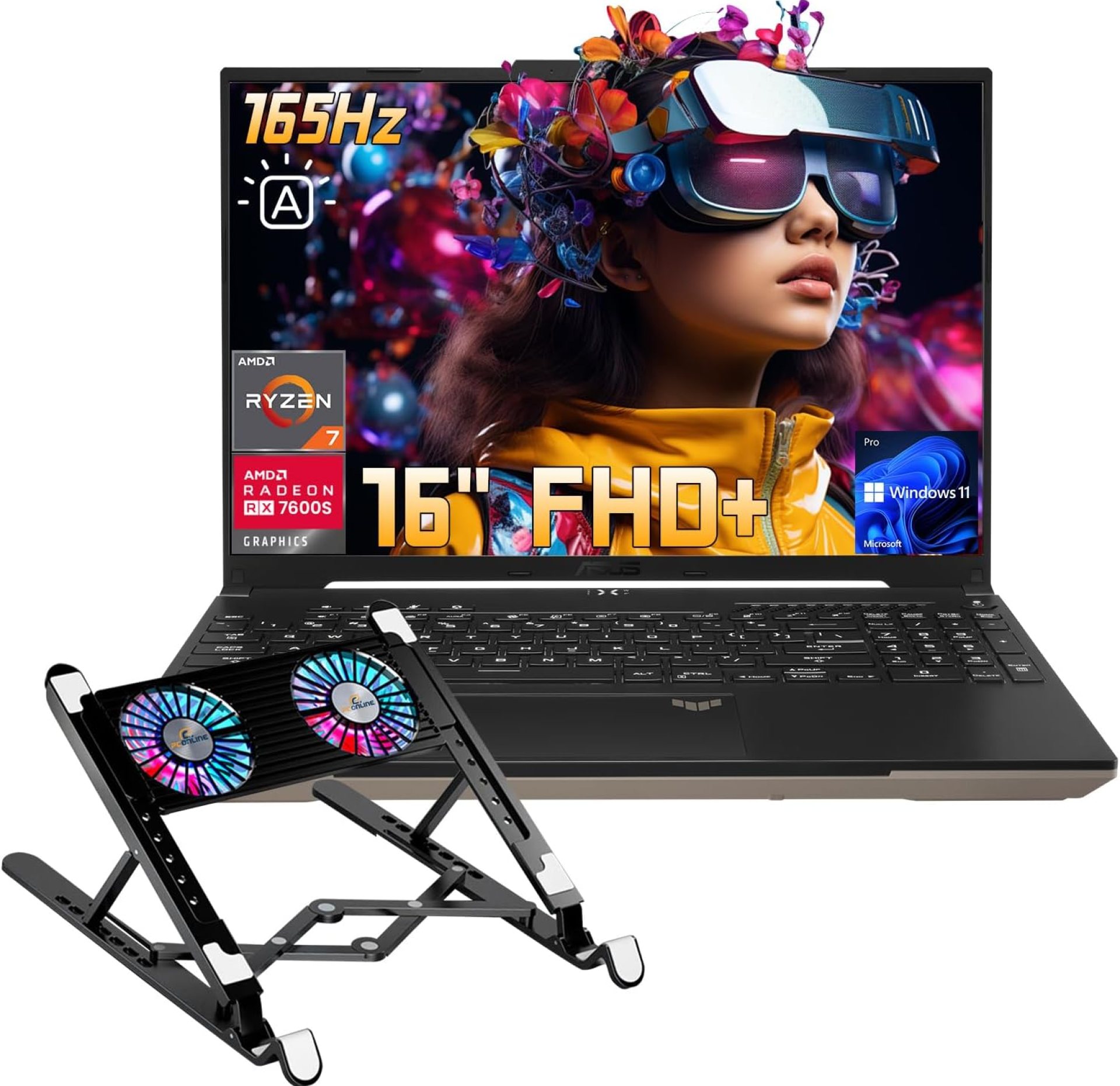 ASUS TUF Pro FA617 (Advantage Edition) AI Gaming Laptop, 16″ WUXGA 165Hz, AMD Ryzen 7 7435HS (>i7 1355U), RX 7600S (>RTX 4060), 16GB DDR5 RAM, 1TB SSD, Backlit, Bundle with PCO Notebook Fold Radiator ASUS TUF Pro FA617 (Advantage Edition) AI Gaming Laptop, 16″ WUXGA 165Hz, AMD Ryzen 7 7435HS (>i7 1355U), RX 7600S (>RTX 4060), 16GB DDR5 RAM, 1TB SSD, Backlit, Bundle with PCO Notebook Fold Radiator