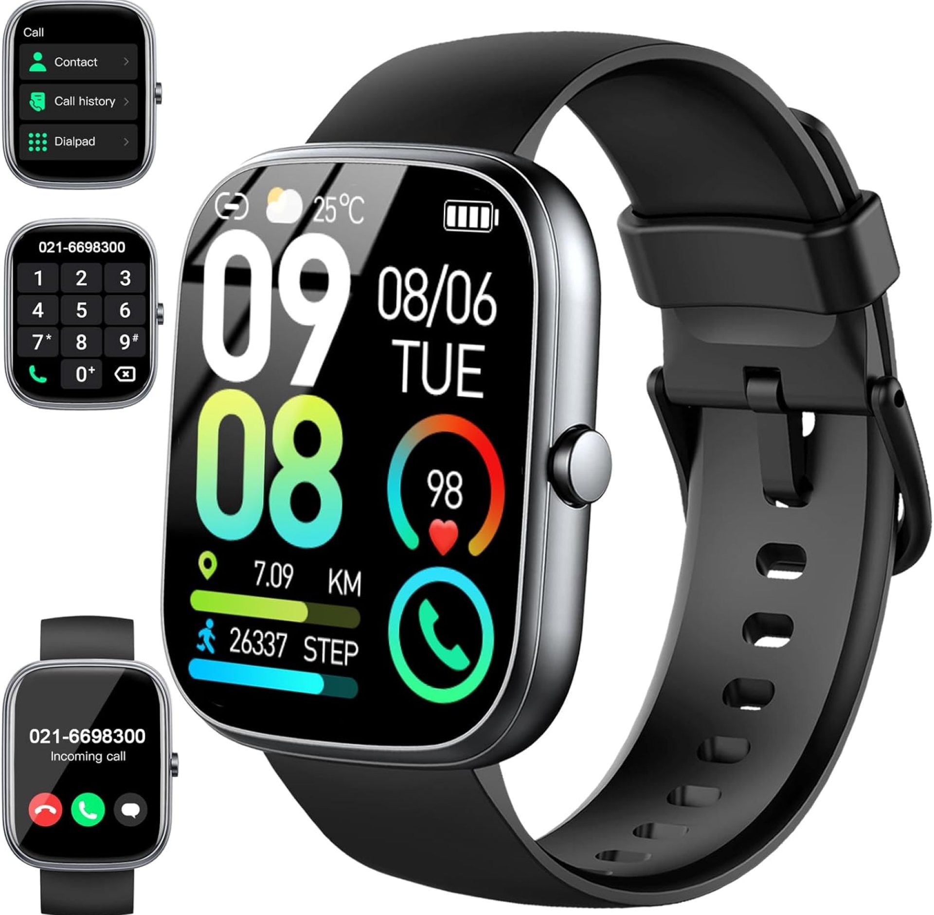 Smart Watch for Men Women, 1.91″HD Screen Smartwatch Fitness Tracker(Answer/Make Call), Heart Rate/Sleep Monitor, SpO2, Watches for Men IP68 Waterproof,110+ Sport Mode Step Counter for Android IOS Smart Watch for Men Women, 1.91″HD Screen Smartwatch Fitness Tracker(Answer/Make Call), Heart Rate/Sleep Monitor, SpO2, Watches for Men IP68 Waterproof,110+ Sport Mode Step Counter for Android IOS