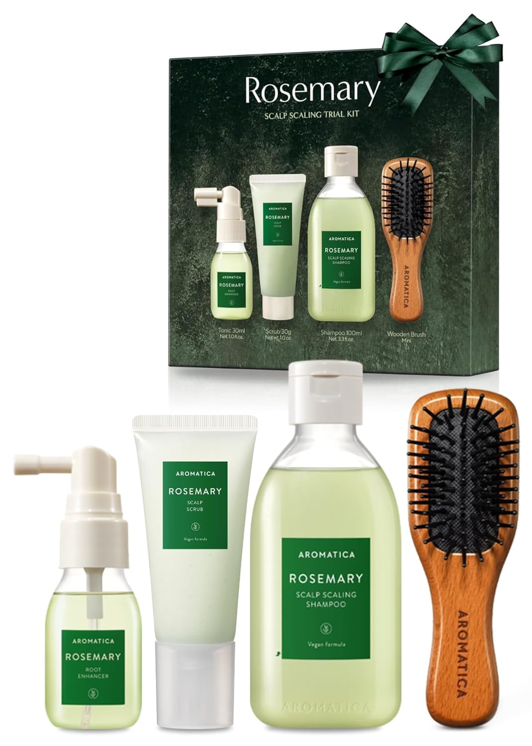 AROMATICA Rosemary Scalp Scaling Trial Kit – Hair Travel Kit | Mini Size Shampoo and Dry Scalp Treatment Set with Mini Wooden Brush, Hair care for women, Mothers day gifts AROMATICA Rosemary Scalp Scaling Trial Kit – Hair Travel Kit | Mini Size Shampoo and Dry Scalp Treatment Set with Mini Wooden Brush, Hair care for women, Mothers day gifts