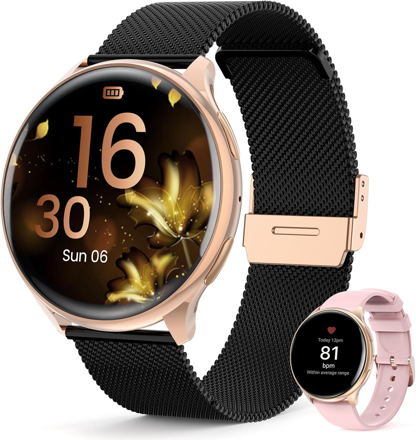 2024 Smart Watch for Women’s with Phone Function 1.39 Inch HD Touchscreen Watch with /SpO2/Menstrual Cycle/Sleep Monitor/IP68 Waterproof/Pedometer/Fitness/for iOS Android (BlackGold) 2024 Smart Watch for Women’s with Phone Function 1.39 Inch HD Touchscreen Watch with /SpO2/Menstrual Cycle/Sleep Monitor/IP68 Waterproof/Pedometer/Fitness/for iOS Android (BlackGold)