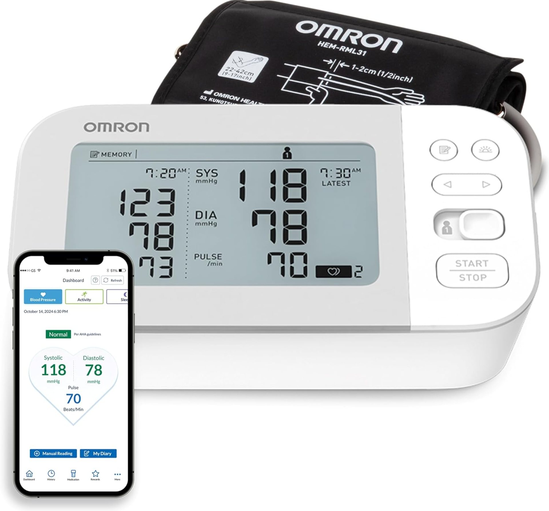 OMRON Gold Blood Pressure Monitor, Premium Upper Arm Cuff, Digital Bluetooth Blood Pressure Machine, Clinically Validated, FDA Cleared, FSA/HSA Eligible OMRON Gold Blood Pressure Monitor, Premium Upper Arm Cuff, Digital Bluetooth Blood Pressure Machine, Clinically Validated, FDA Cleared, FSA/HSA Eligible