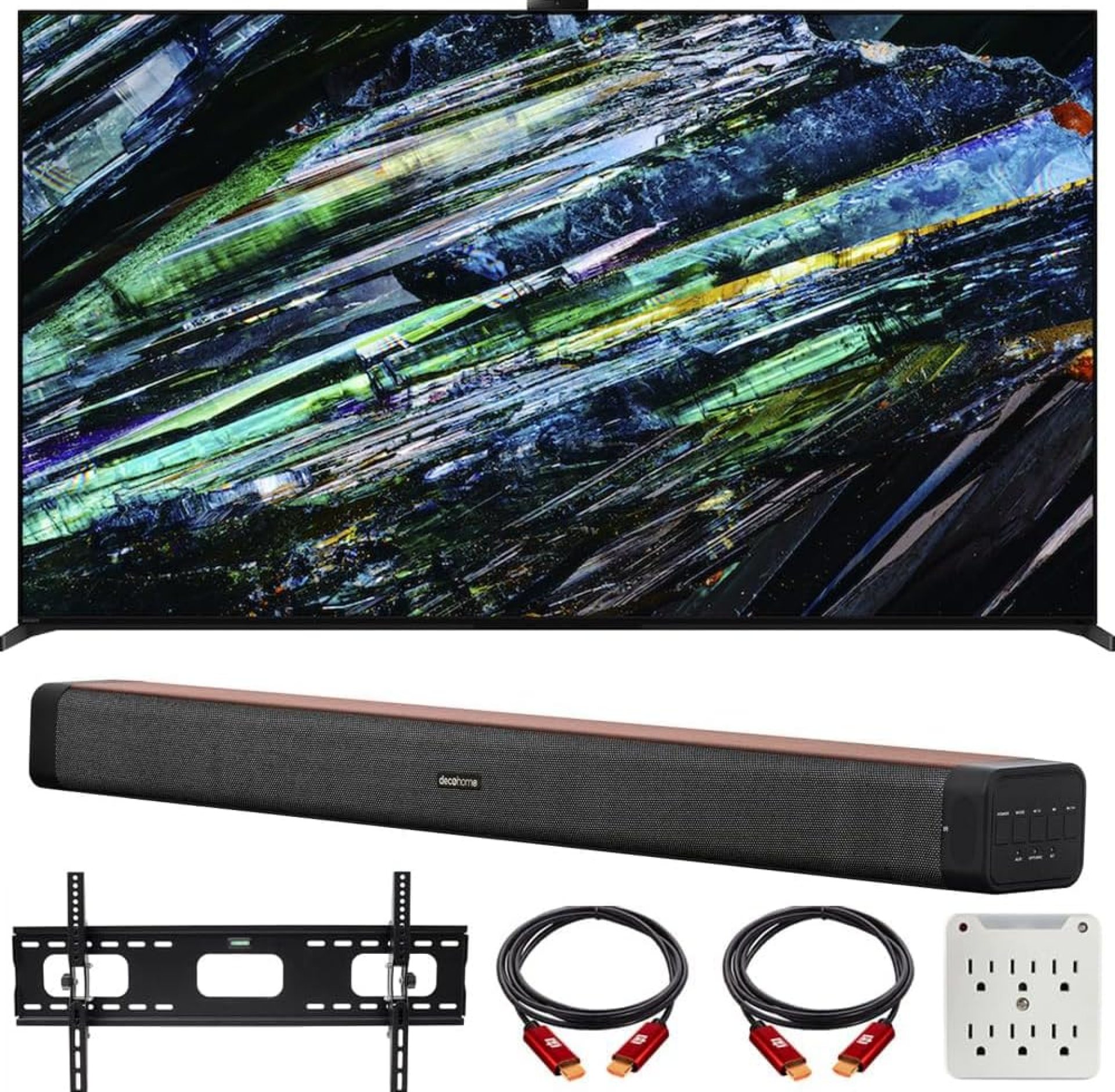 Sony XR55A95L BRAVIA XR A95L 55 inch QD-OLED 4K HDR Smart TV with Google TV (2023) Bundle with Deco Gear 60W 2.0 Channel Soundbar, 37″-100″ TV Wall Mount Bracket Bundle and 6-Outlet Surge Adapter Sony XR55A95L BRAVIA XR A95L 55 inch QD-OLED 4K HDR Smart TV with Google TV (2023) Bundle with Deco Gear 60W 2.0 Channel Soundbar, 37″-100″ TV Wall Mount Bracket Bundle and 6-Outlet Surge Adapter