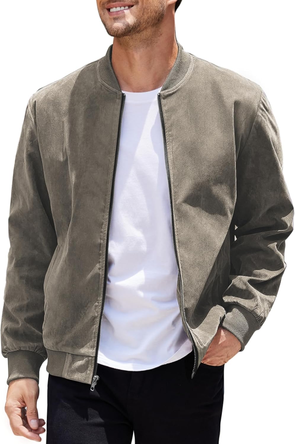COOFANDY Men’s Casual Varsity Jacket Vintage Lightweight Suede Bomber Jackets COOFANDY Men’s Casual Varsity Jacket Vintage Lightweight Suede Bomber Jackets