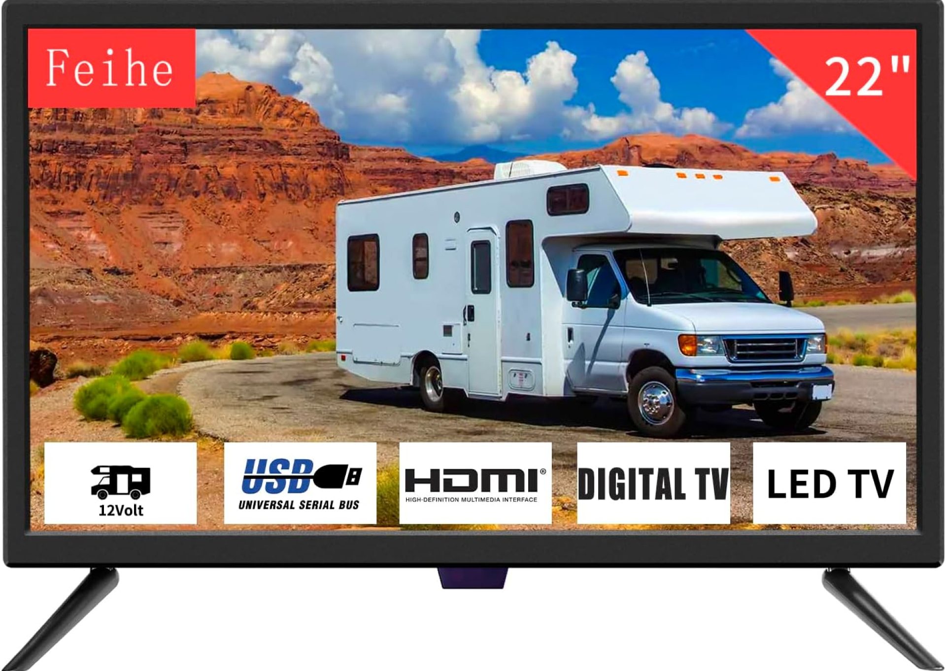22 Inch TV, 1080p LED Widescreen HDTV with Digital ATSC Tuners, Flat Screen TV with HDMI/VGA/RCA/USB for Kitchen, RV, Bedroom, Caravan(NO DVD Player) 22 Inch TV, 1080p LED Widescreen HDTV with Digital ATSC Tuners, Flat Screen TV with HDMI/VGA/RCA/USB for Kitchen, RV, Bedroom, Caravan(NO DVD Player)
