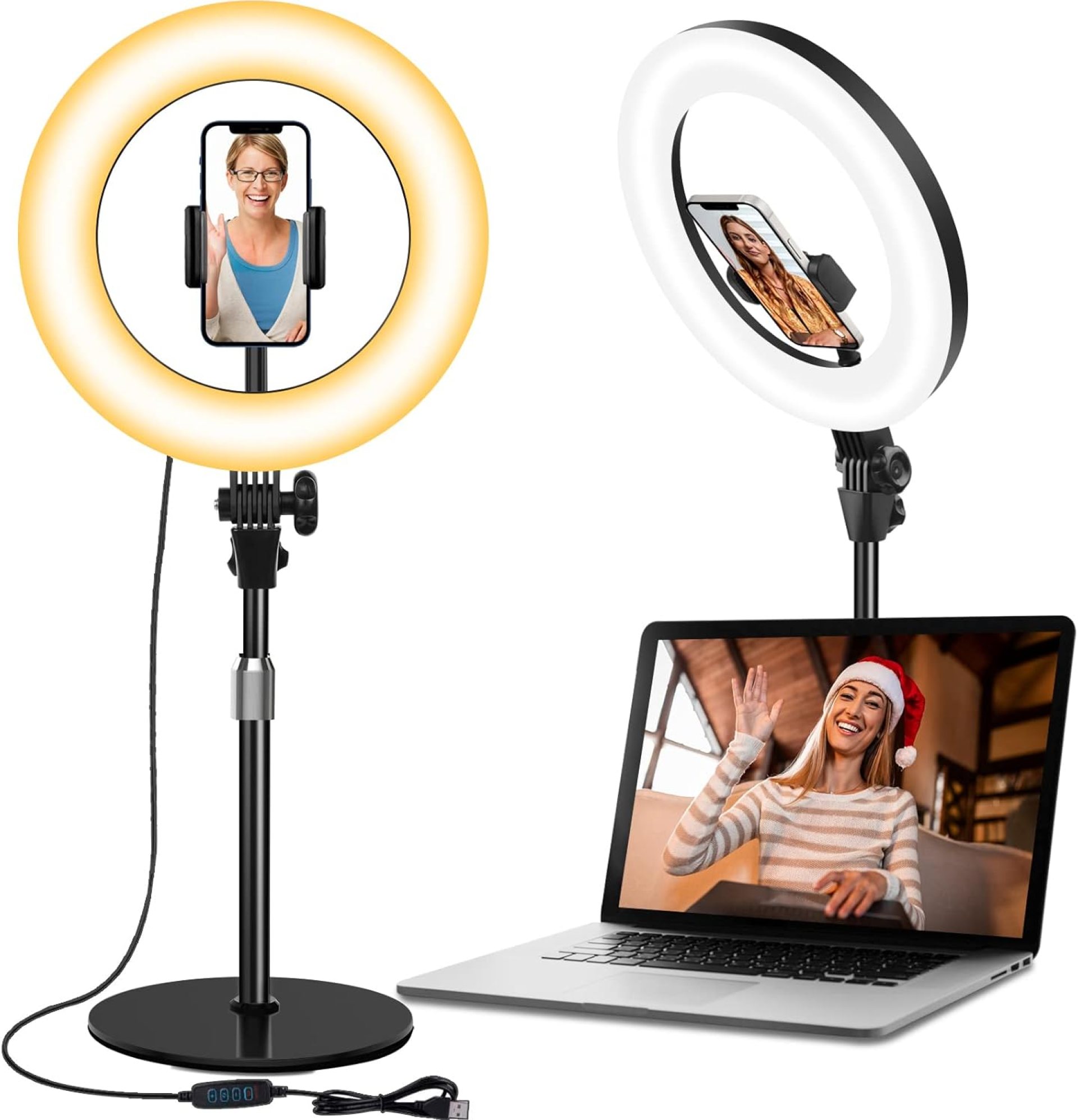 Desk Ring Light with Stand, 10.5” Circle Light with Phone Holder for Video Recording, Adjustable Halo Light for Computer Zoom Meeting, Laptop Light for Conference Video Calls, Podcast, Live Streaming Desk Ring Light with Stand, 10.5” Circle Light with Phone Holder for Video Recording, Adjustable Halo Light for Computer Zoom Meeting, Laptop Light for Conference Video Calls, Podcast, Live Streaming