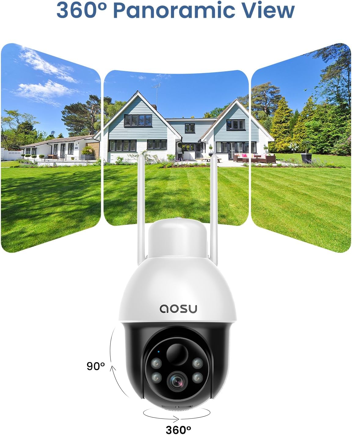 AOSU Solar Camera Security Outdoor – Security Cameras Wireless Outdoor with 360° Panoramic View, Human Auto Tracking, 2K Night Vision, Compatible with Alexa/Google Assistant (2 Pack) AOSU Solar Camera Security Outdoor – Security Cameras Wireless Outdoor with 360° Panoramic View, Human Auto Tracking, 2K Night Vision, Compatible with Alexa/Google Assistant (2 Pack)