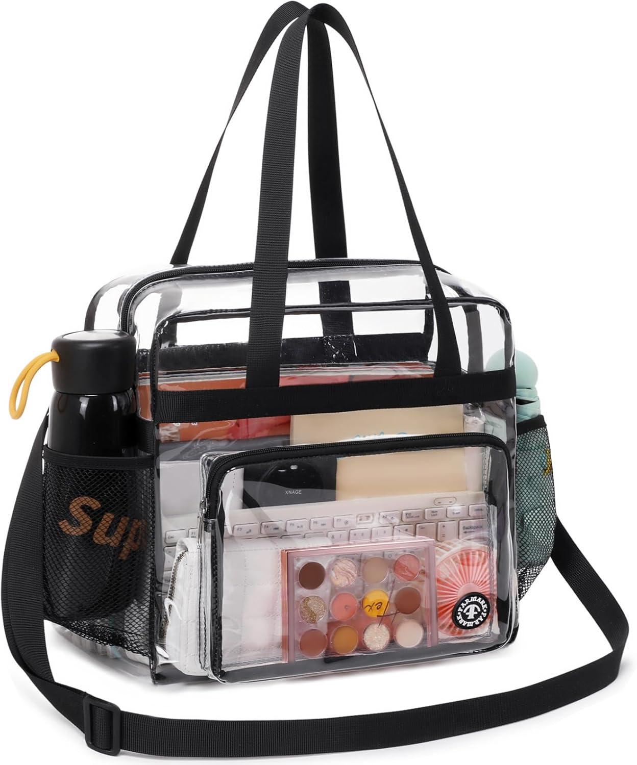 Clear Bag for Stadium Events 12 x6 x12 Clear Crossbody Tote Bag Stadium Approved with Adjustable Longer Strap Clear Bag for Stadium Events 12 x6 x12 Clear Crossbody Tote Bag Stadium Approved with Adjustable Longer Strap