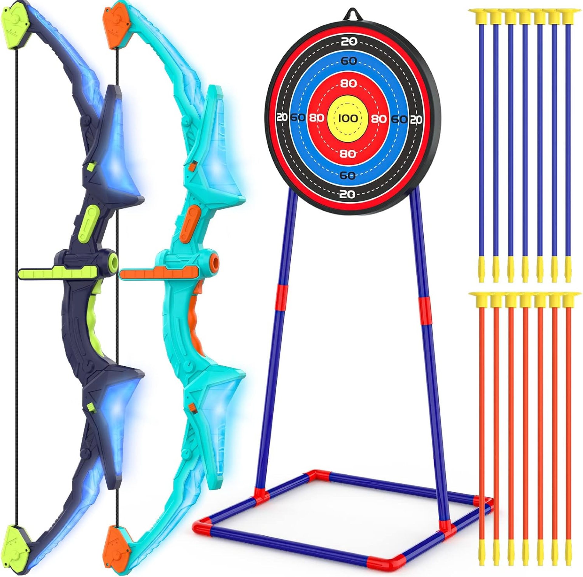2 Pack Bow and Arrow Set for Kids, Light Up Archery Set with 14 Suction Cup Arrows, Archery Targets Outdoor Games for Kids Ages 4-8 8-12, Birthday Gifts Toys for 5 6 7 8 9 10 11 12 Year Old Boys Girls 2 Pack Bow and Arrow Set for Kids, Light Up Archery Set with 14 Suction Cup Arrows, Archery Targets Outdoor Games for Kids Ages 4-8 8-12, Birthday Gifts Toys for 5 6 7 8 9 10 11 12 Year Old Boys Girls