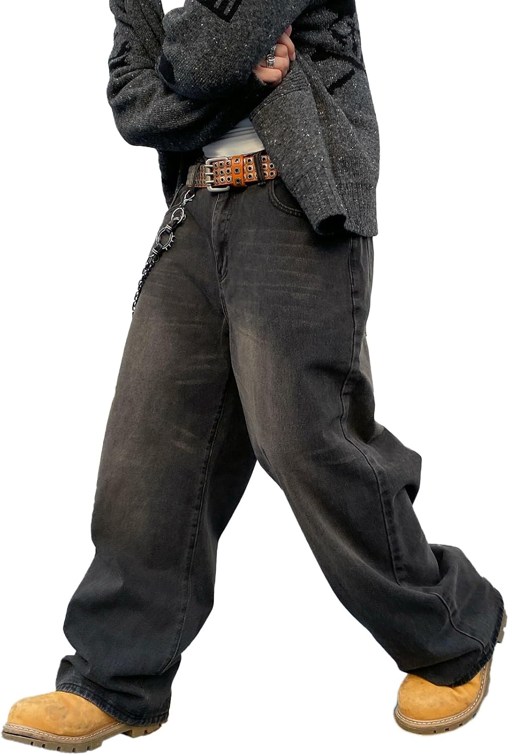 Men’s Baggy Hip Hop Jeans Wide Leg Skater Denim Pants Casual Loose Fit Long Trousers Streetwear Men’s Baggy Hip Hop Jeans Wide Leg Skater Denim Pants Casual Loose Fit Long Trousers Streetwear