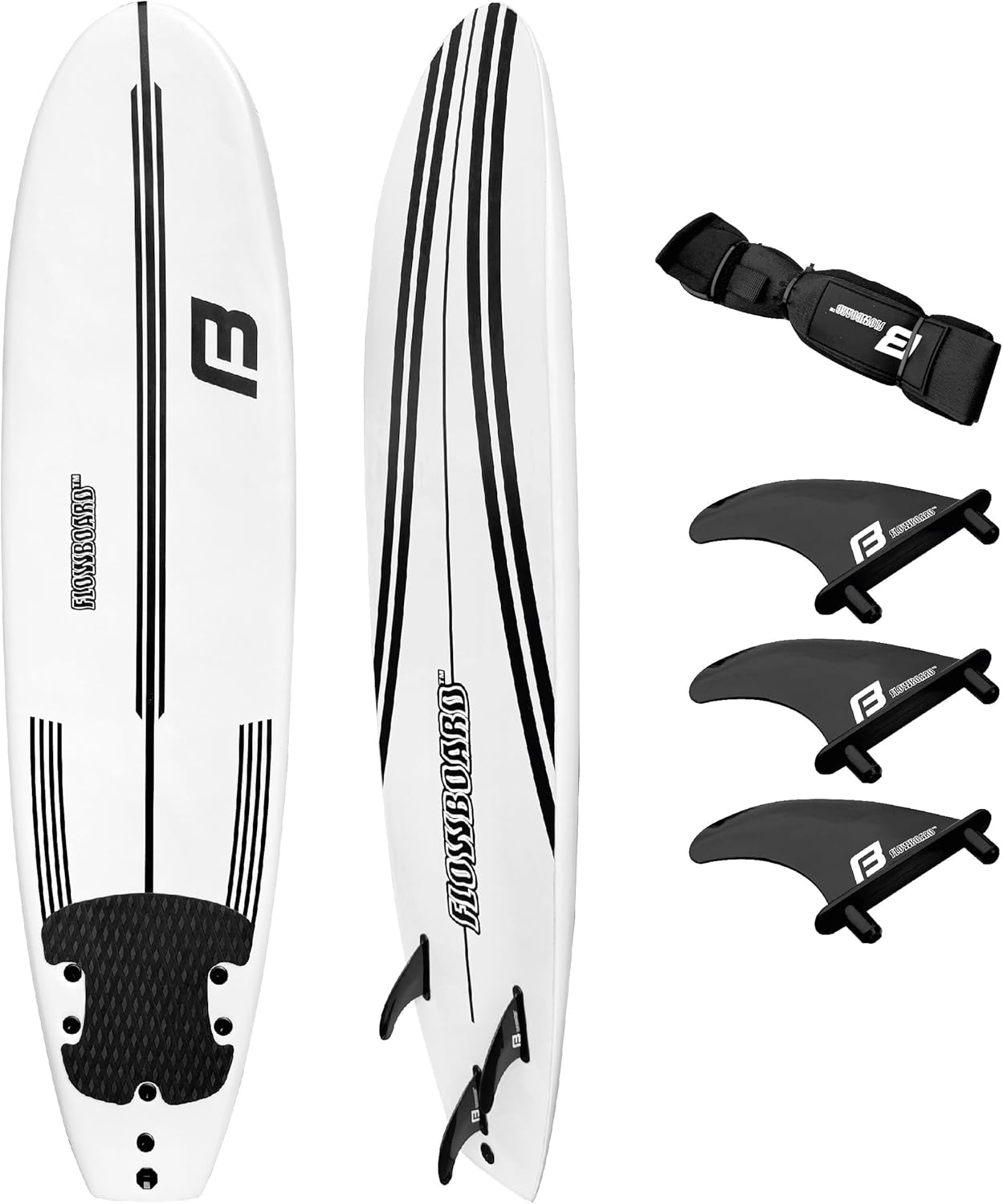 FLOWBOARD Surfboard Softboard Foam – Include (3) Fins 6’ Foot Leash and (2) Wood Stringers Inside Board Availalable in 6′ and 7′ Short Board and 8′ Longboard FLOWBOARD Surfboard Softboard Foam – Include (3) Fins 6’ Foot Leash and (2) Wood Stringers Inside Board Availalable in 6′ and 7′ Short Board and 8′ Longboard