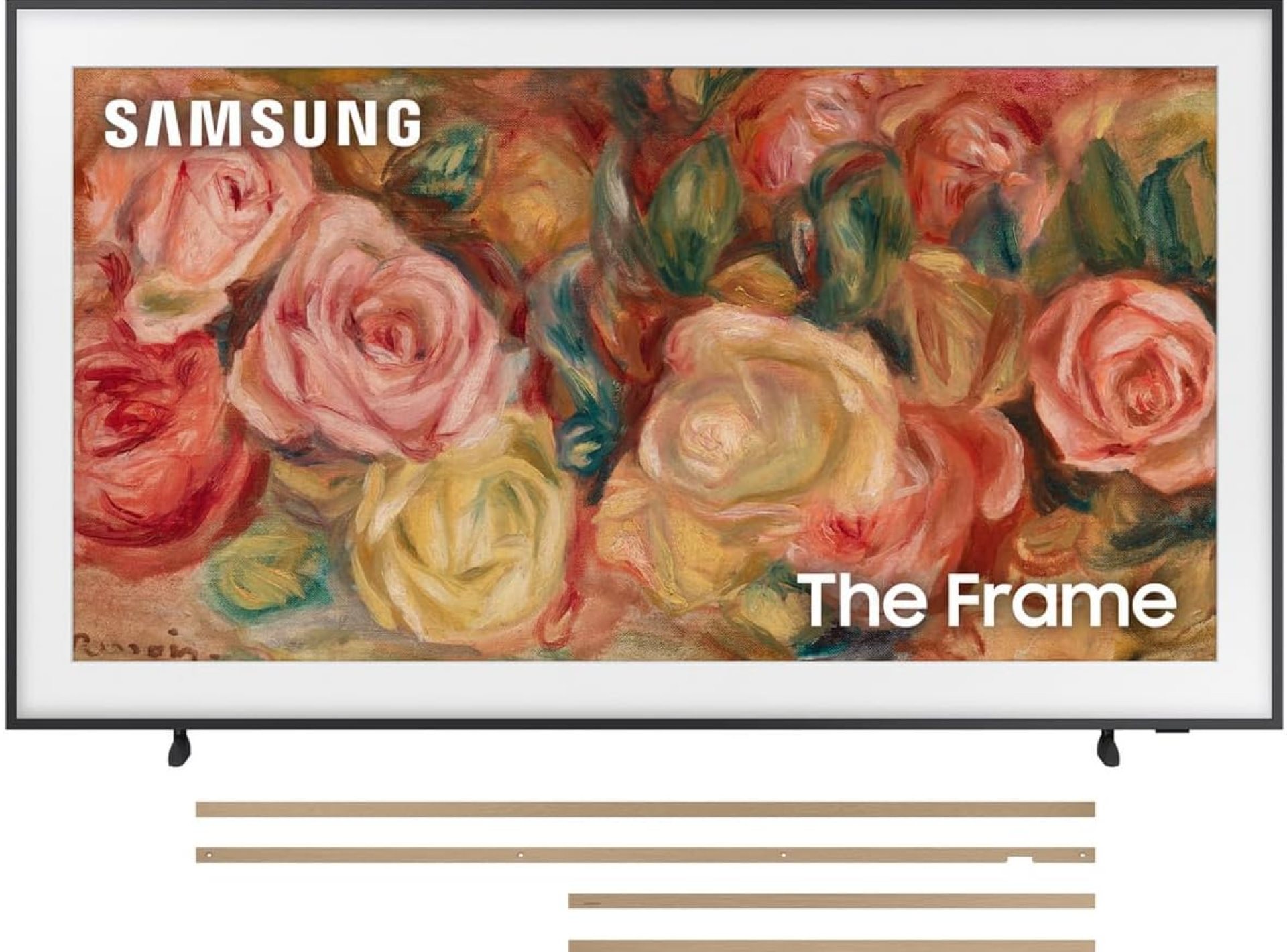 Samsung QN50LS03DAFXZA 50 Inch The Frame 4K Smart Quantum HDR TV with a Samsung VG-SCFA50TKB 50 Inch The Frame Customizable Bezel – Modern Teak (2024) Samsung QN50LS03DAFXZA 50 Inch The Frame 4K Smart Quantum HDR TV with a Samsung VG-SCFA50TKB 50 Inch The Frame Customizable Bezel – Modern Teak (2024)