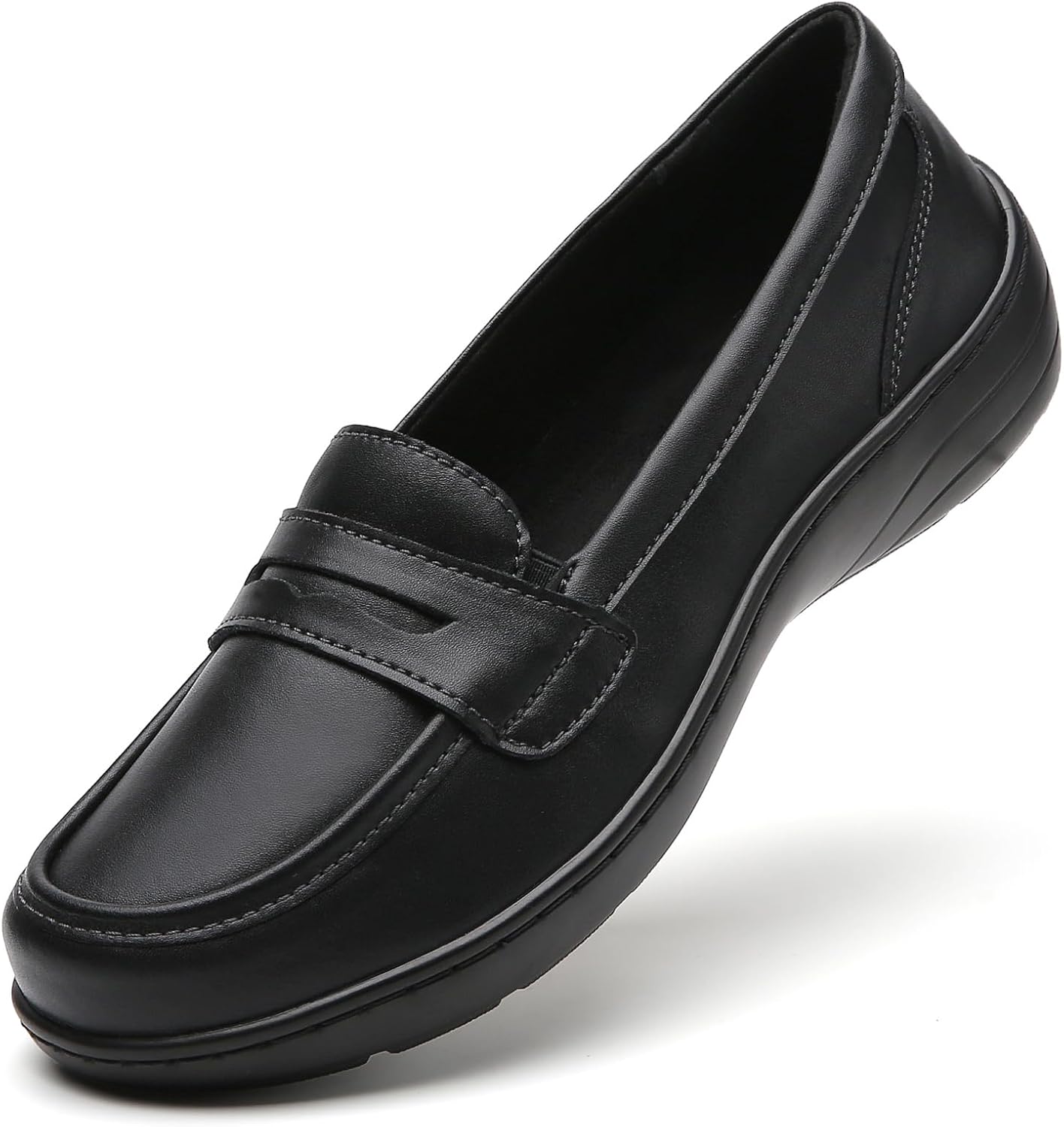 QAE Loafers for Women – Leather Orthopedic Comfort Casual Slip On Walking Dress Flat Work Shoes QAE Loafers for Women – Leather Orthopedic Comfort Casual Slip On Walking Dress Flat Work Shoes