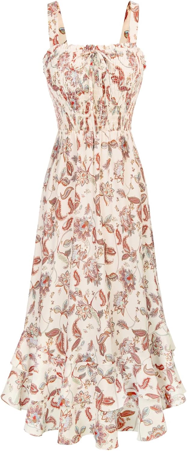 GRACE KARIN Women’s 2025 Summer Floral Boho Dress Square Neck Strapped Swing A Line Sundress Beach Long Maxi Outfits GRACE KARIN Women’s 2025 Summer Floral Boho Dress Square Neck Strapped Swing A Line Sundress Beach Long Maxi Outfits