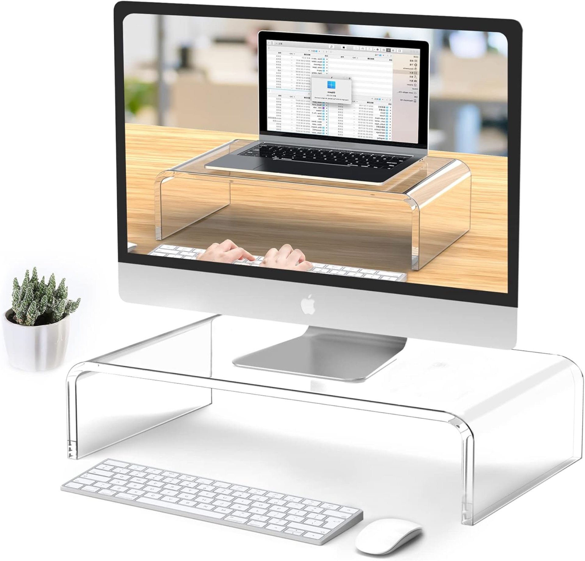 Acrylic Monitor Stand Riser Clear Laptop Stand for Desk Acrylic Monitor Riser for Desk Accessories Aesthetic Laptop Riser Clear Computer Stand White Office Supplies for Women Essentials Acrylic Monitor Stand Riser Clear Laptop Stand for Desk Acrylic Monitor Riser for Desk Accessories Aesthetic Laptop Riser Clear Computer Stand White Office Supplies for Women Essentials