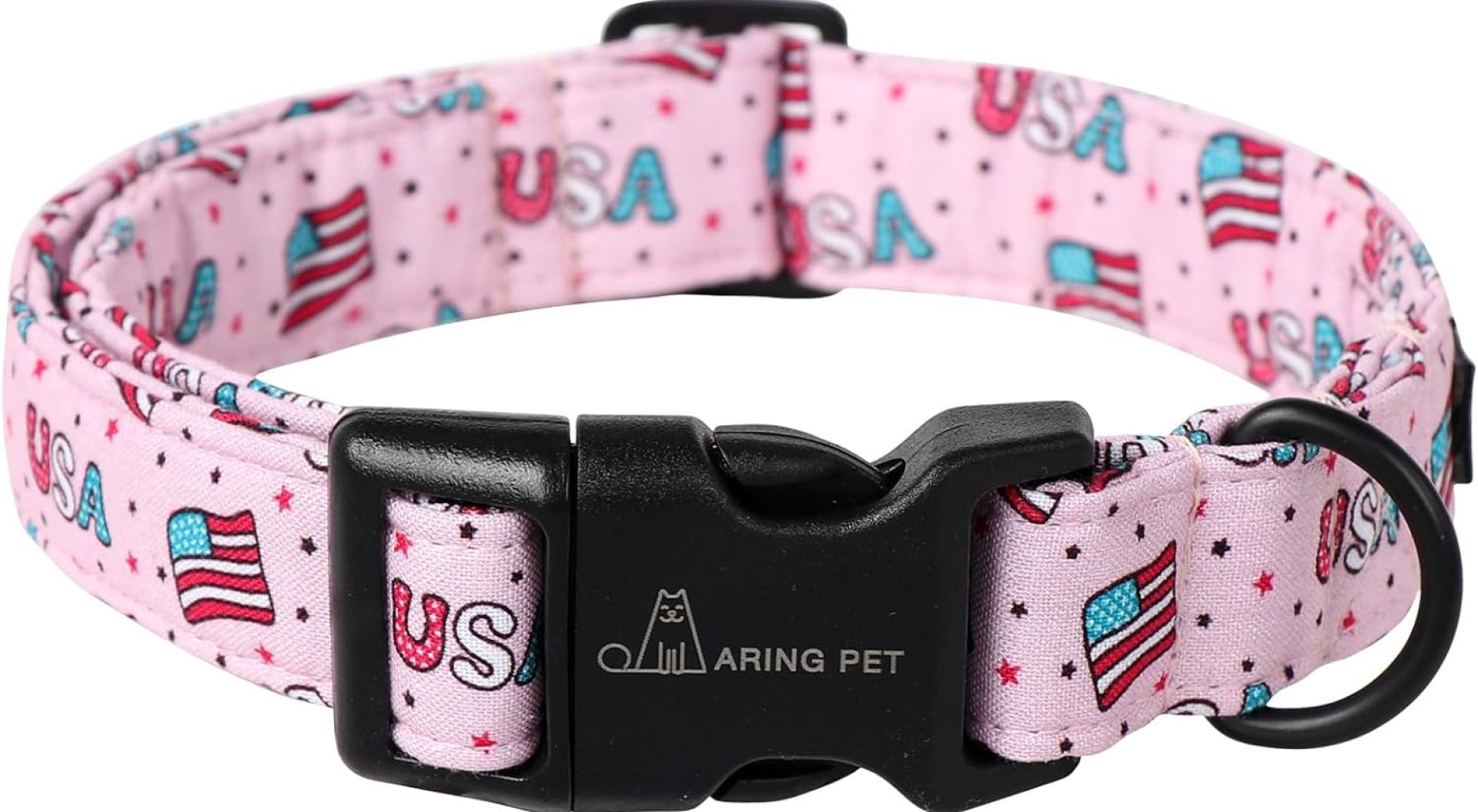 ARING PET 4th of July Dog Collar-Cotton Pink Patriotic Dog Collar, Adjustable American Flag Puppy Collars with Quick Release Buckle for Small Medium Large Dogs ARING PET 4th of July Dog Collar-Cotton Pink Patriotic Dog Collar, Adjustable American Flag Puppy Collars with Quick Release Buckle for Small Medium Large Dogs