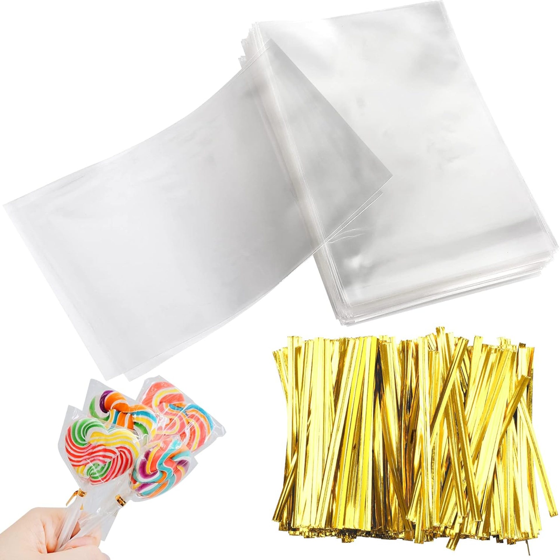 Augshy Cake Pop Bags,300 Pcs 4×6″ Treat Cello Bags for lollipop with 300 Twist Ties, 1.4 mils Thickness OPP Plastic Bags for Lollipop Candy Chocolate Cookie Wrapping Augshy Cake Pop Bags,300 Pcs 4×6″ Treat Cello Bags for lollipop with 300 Twist Ties, 1.4 mils Thickness OPP Plastic Bags for Lollipop Candy Chocolate Cookie Wrapping
