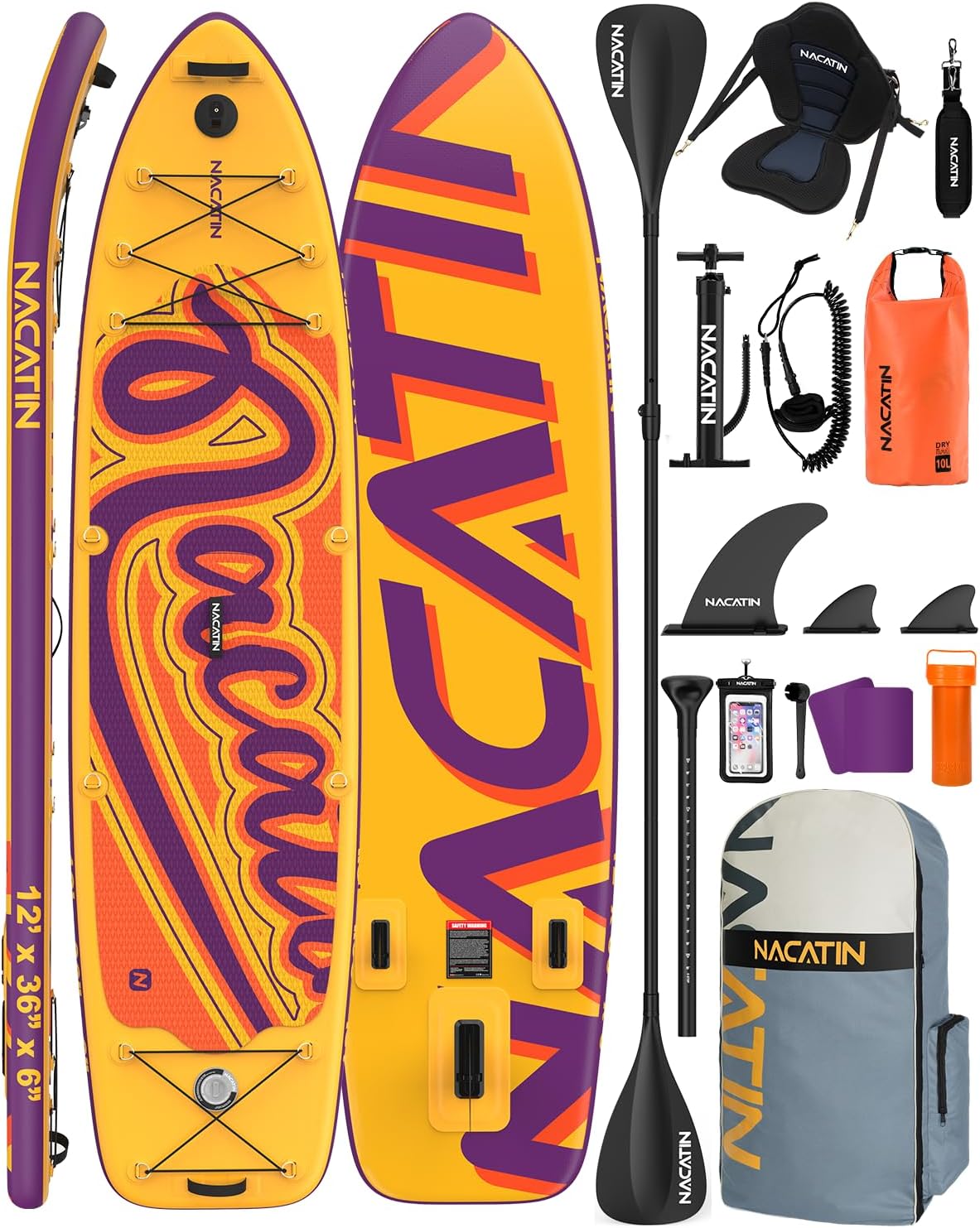 Paddle Boards for Family, 12′ Inflatable Stand Up Paddle Board with Kayak Conversion Kit, Complete SUP Set Paddle Boards for Adults, with Single/Double Paddle, Kayak Seat and More Accessories Paddle Boards for Family, 12′ Inflatable Stand Up Paddle Board with Kayak Conversion Kit, Complete SUP Set Paddle Boards for Adults, with Single/Double Paddle, Kayak Seat and More Accessories