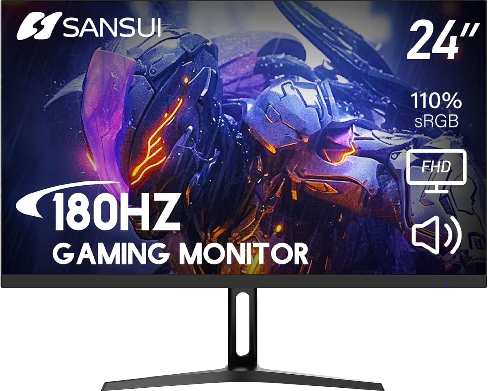 SANSUI 180Hz Monitor 24 inch PC, Computer Monitor FHD 1080p, Display Port with Built-in Speakers sRGB 110% Adaptive Sync, HDMIx2 Ports VESA Compatible Tilt Adjustable,Black SANSUI 180Hz Monitor 24 inch PC, Computer Monitor FHD 1080p, Display Port with Built-in Speakers sRGB 110% Adaptive Sync, HDMIx2 Ports VESA Compatible Tilt Adjustable,Black