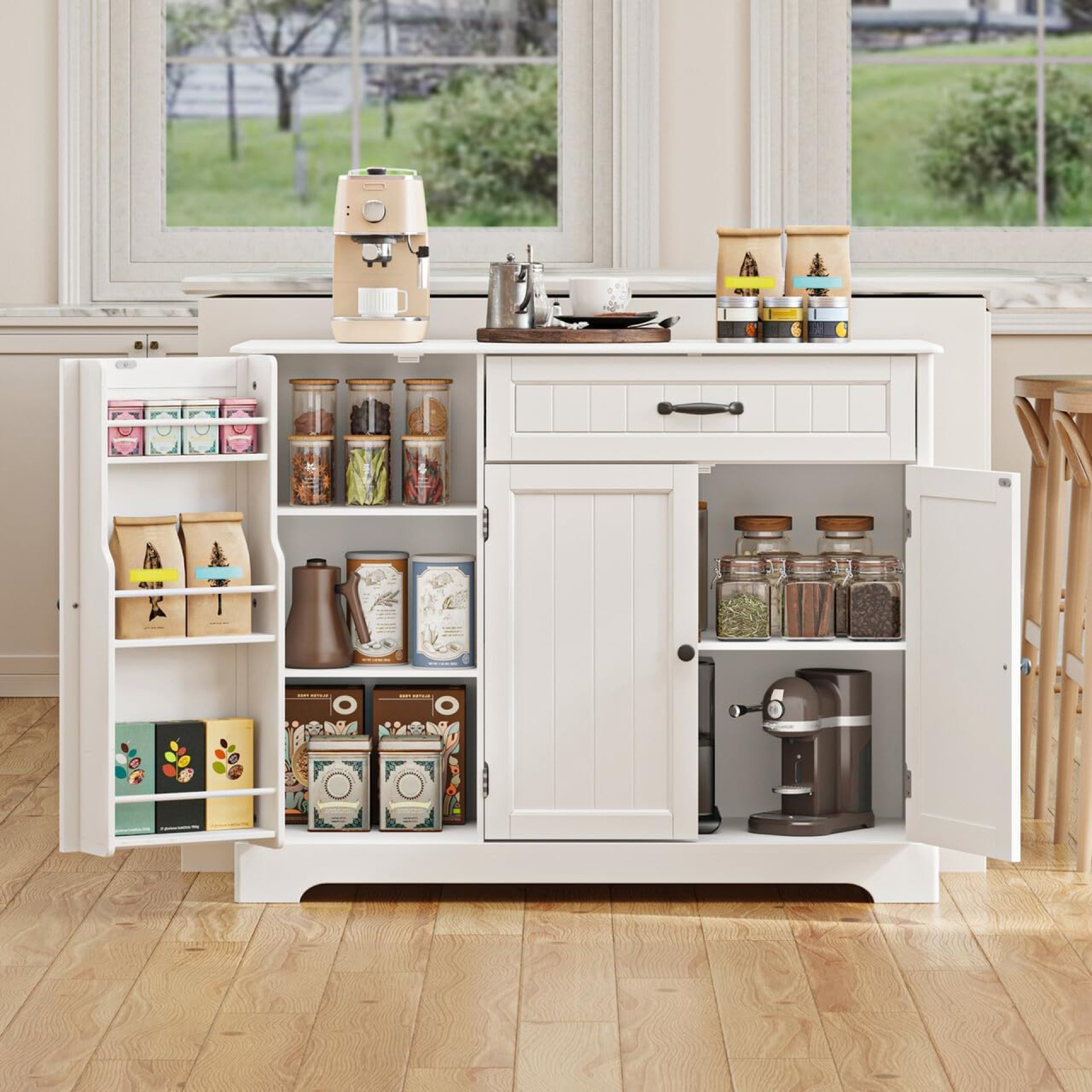 Gizoon Kitchen Sideboard Buffet Cabinet with Storage Small Coffee Bar Cabinet with Drawer, Kitchen Pantry Storage Cabinet with Door and Shelves for Bathroom and Living Room Gizoon Kitchen Sideboard Buffet Cabinet with Storage Small Coffee Bar Cabinet with Drawer, Kitchen Pantry Storage Cabinet with Door and Shelves for Bathroom and Living Room