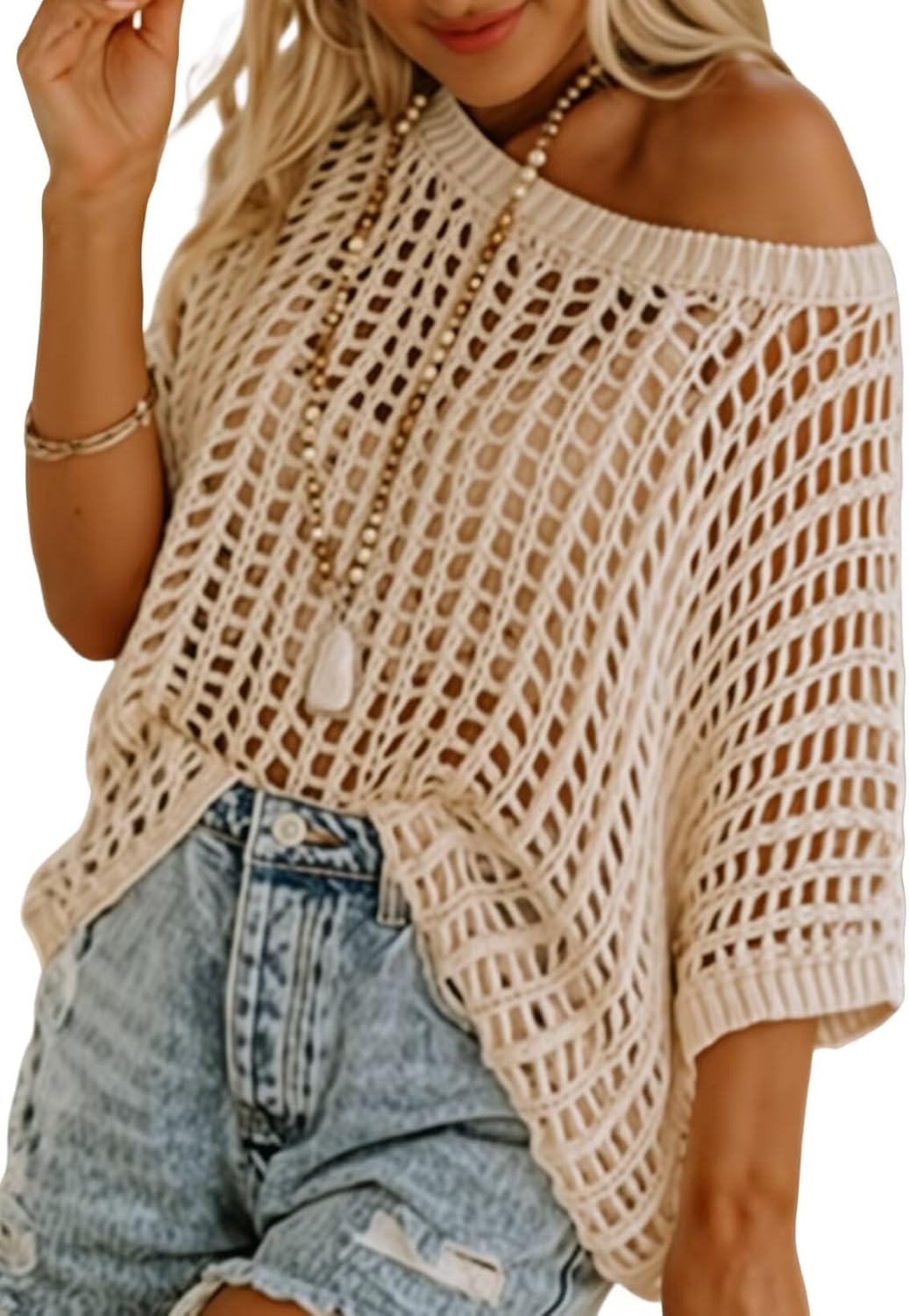 Dokotoo Womens Summer Scoop Neck Short Sleeve Sweater Casual Crochet Hollow Out Knit Tops Pullover Shirts Beach Coverup Dokotoo Womens Summer Scoop Neck Short Sleeve Sweater Casual Crochet Hollow Out Knit Tops Pullover Shirts Beach Coverup