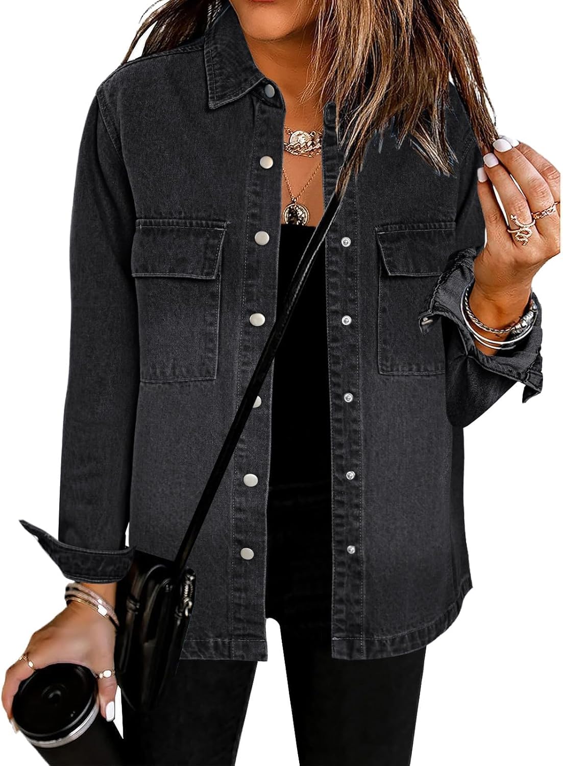 luvamia 2025 Spring Jean Jackets for Women Fashion Oversized Button Down Denim Jacket Western Shacket Jacket with Pockets luvamia 2025 Spring Jean Jackets for Women Fashion Oversized Button Down Denim Jacket Western Shacket Jacket with Pockets