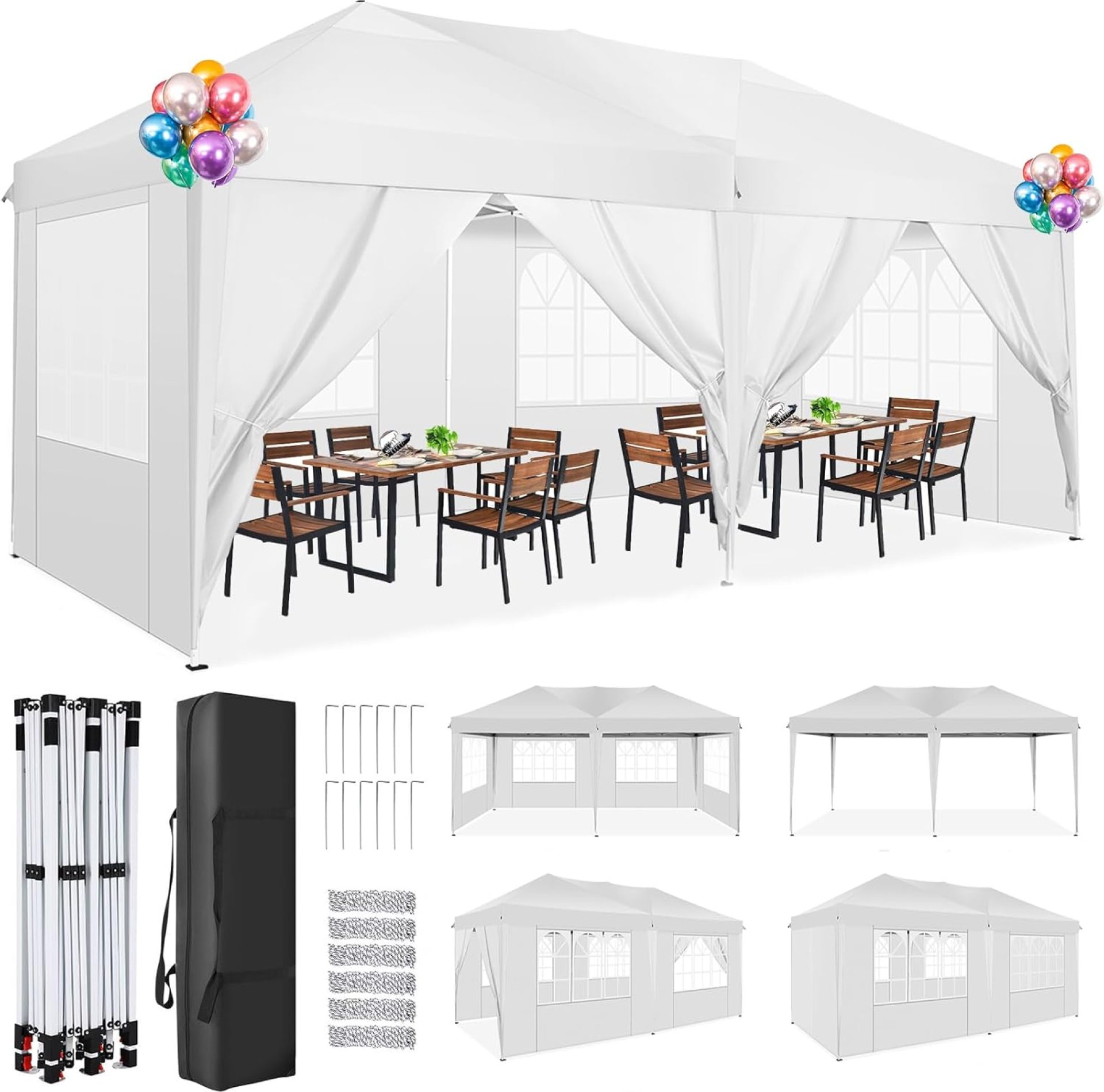 COBIZI 10×20 Pop Up Canopy Tent with 6 Sidewalls for Parties, Waterproof Camping, Ez Up Party Tent, Outdoor Portable Gazebo for Backyard, Commercial Event, White COBIZI 10×20 Pop Up Canopy Tent with 6 Sidewalls for Parties, Waterproof Camping, Ez Up Party Tent, Outdoor Portable Gazebo for Backyard, Commercial Event, White